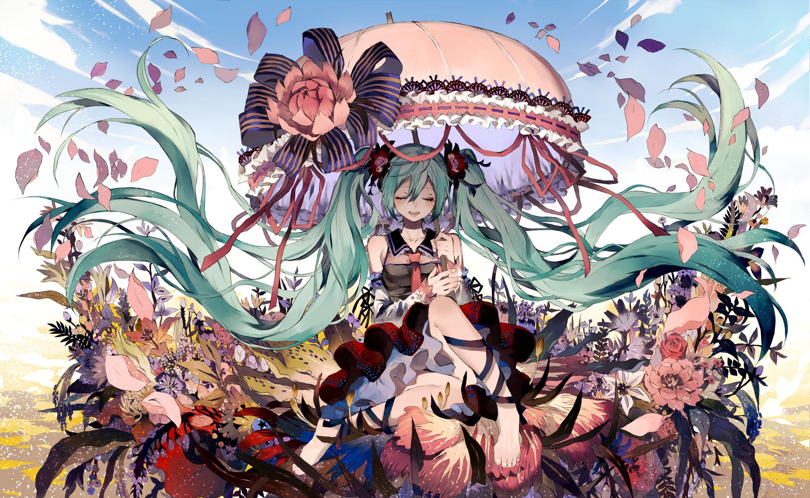 1625x1000 Vocaloid, Hatsune Miku, Anime, Flowers Wallpaper HD / Desktop and Mobile Background