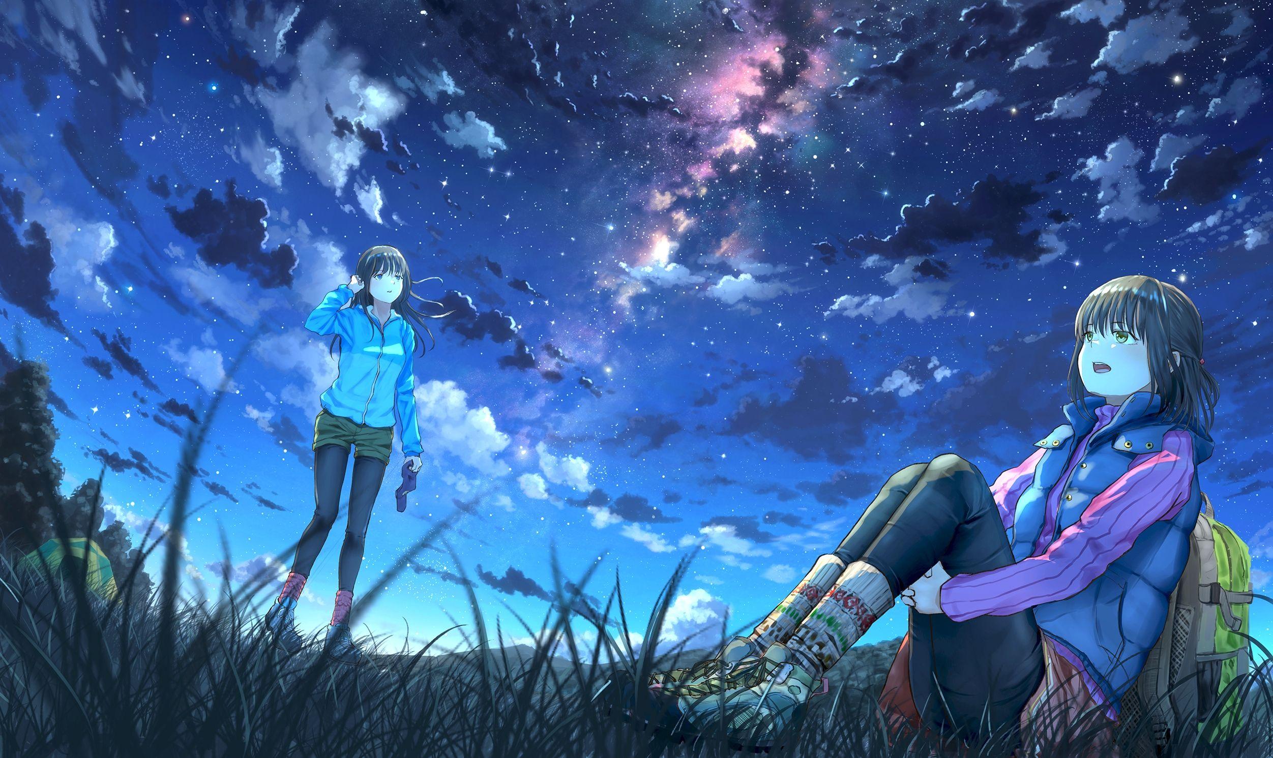2503x1491 Anime Girls Landscape Wallpaper
