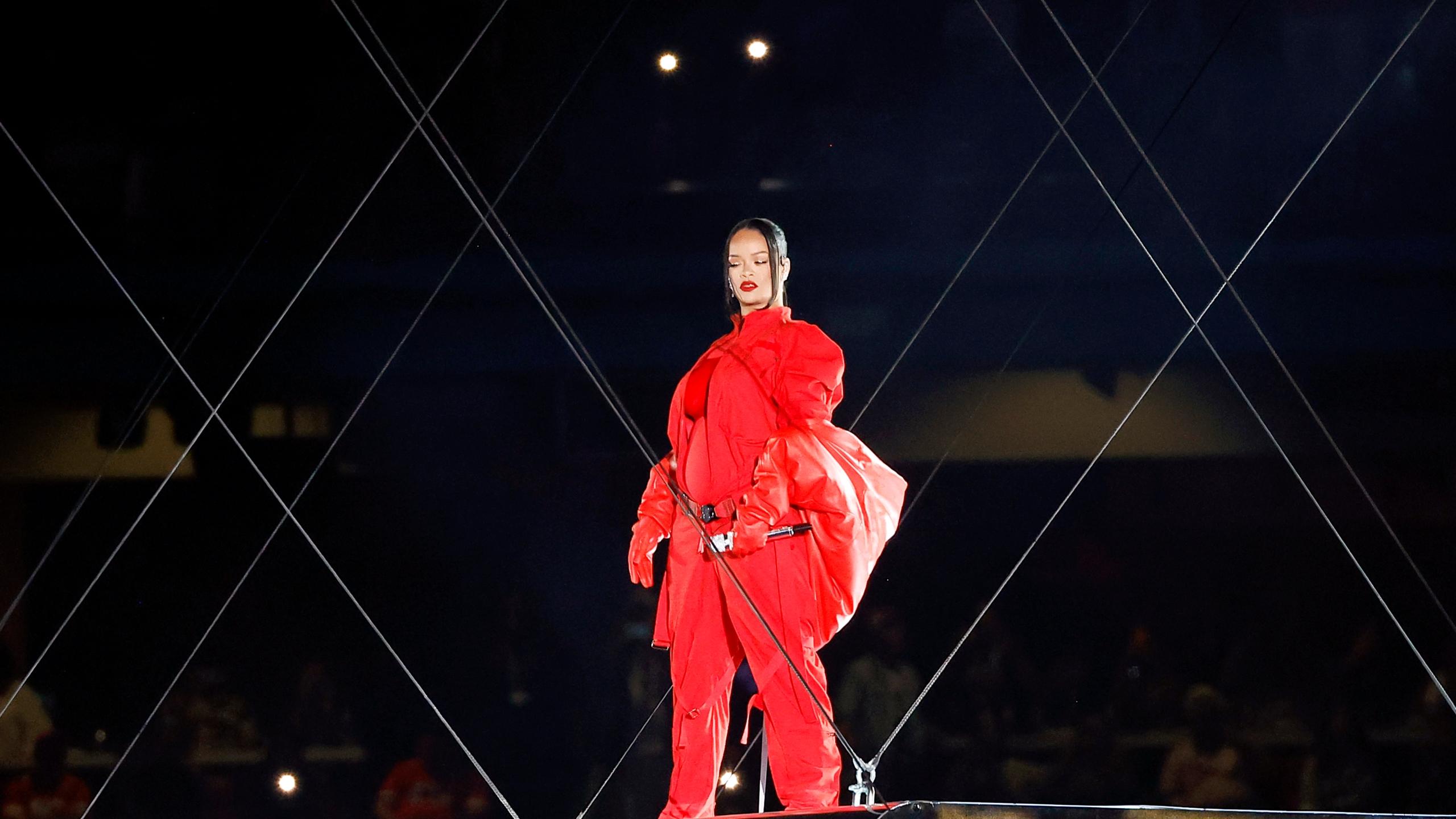 Review: Rihanna shines in singular Super Bowl halftime show