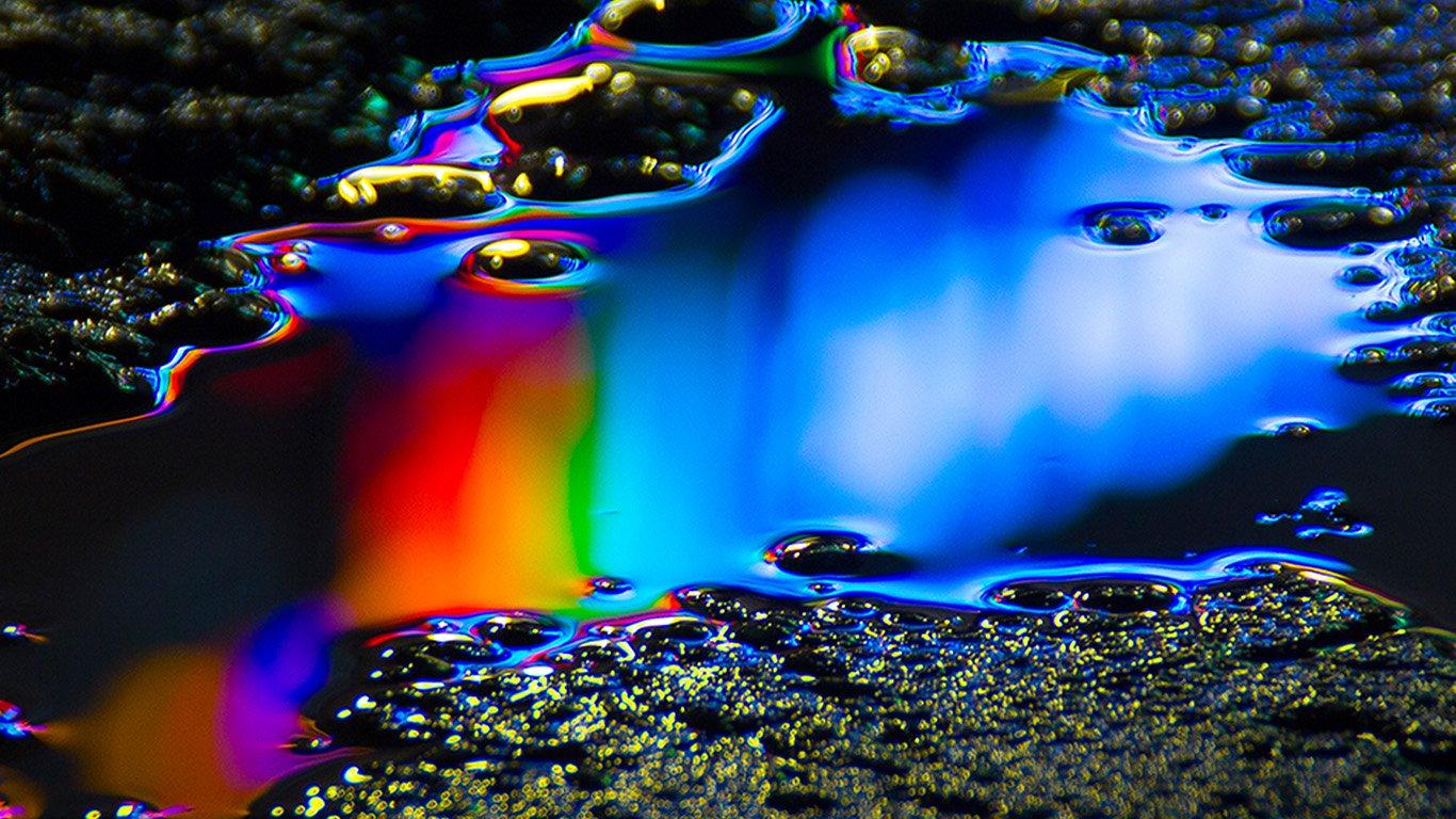 1366x768 wallpaper for desktop, laptop. oil dark floor rainbow color blue pattern background