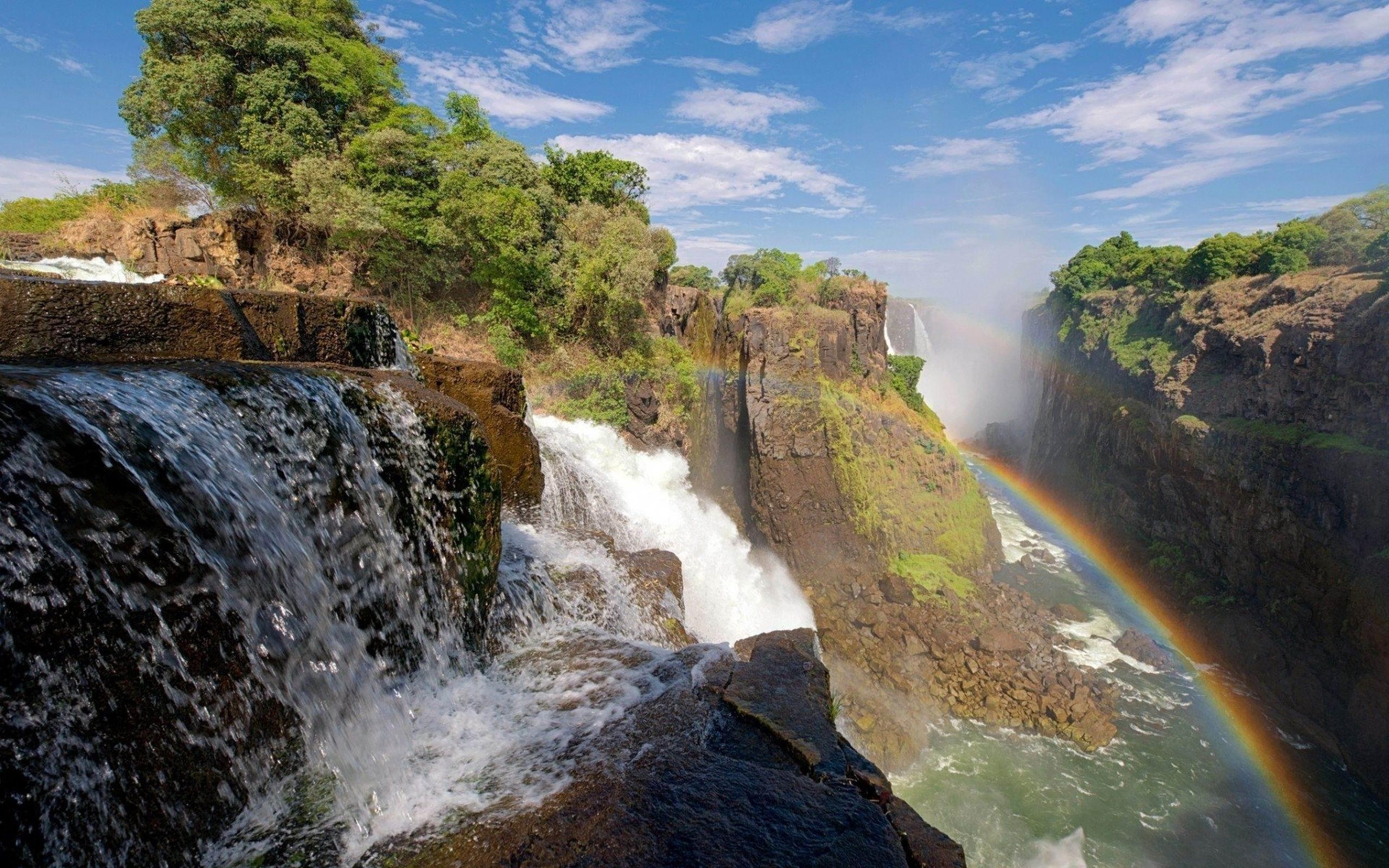 2560x1600 Grass Rainbow River Scenery HD Wallpaper