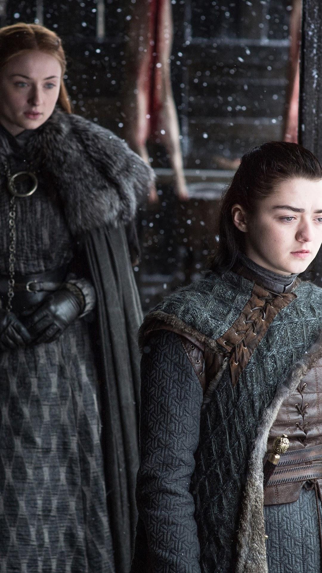 1080x1920 Arya Stark and Sansa Stark, Game of Thrones, Season 8 HD Gallery HD Wallpaper