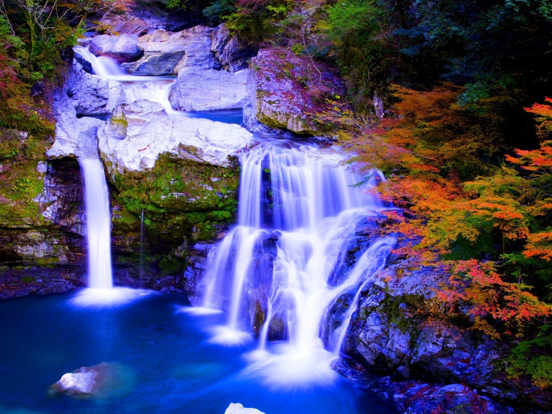 1920x1440 Autumn Paradise Nature Foreset Waterfalls HD Wallpaper :
