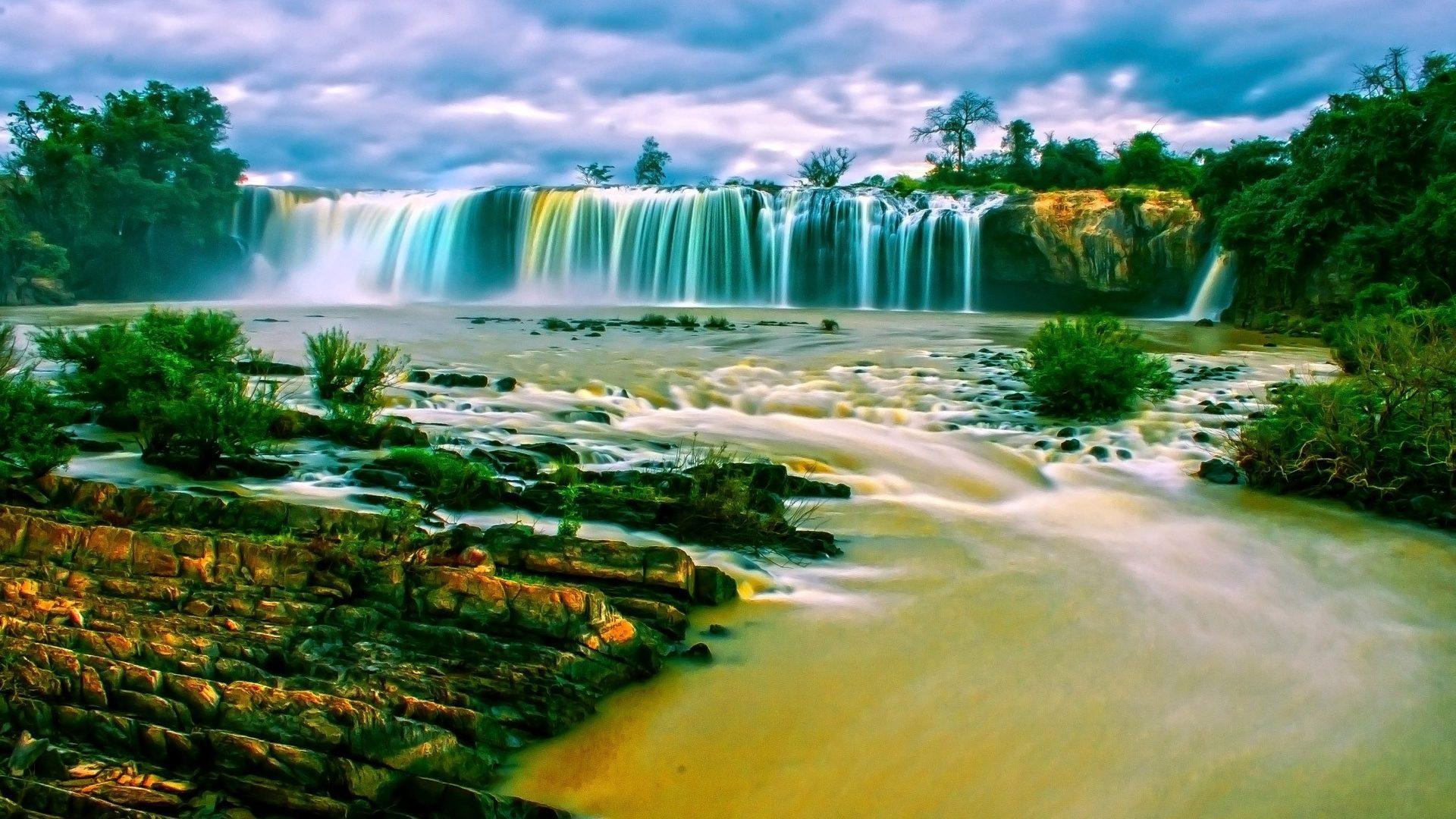 1920x1080 Water Cascades In Paradise Wallpaper