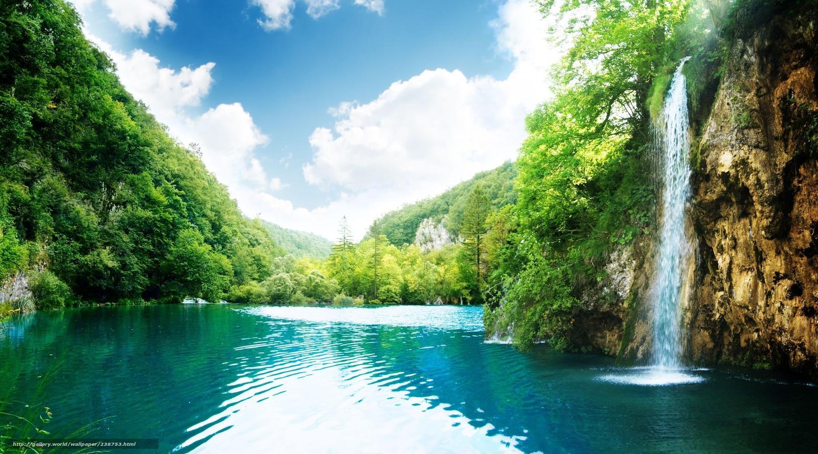 1600x888 Waterfall Paradise Wallpaper