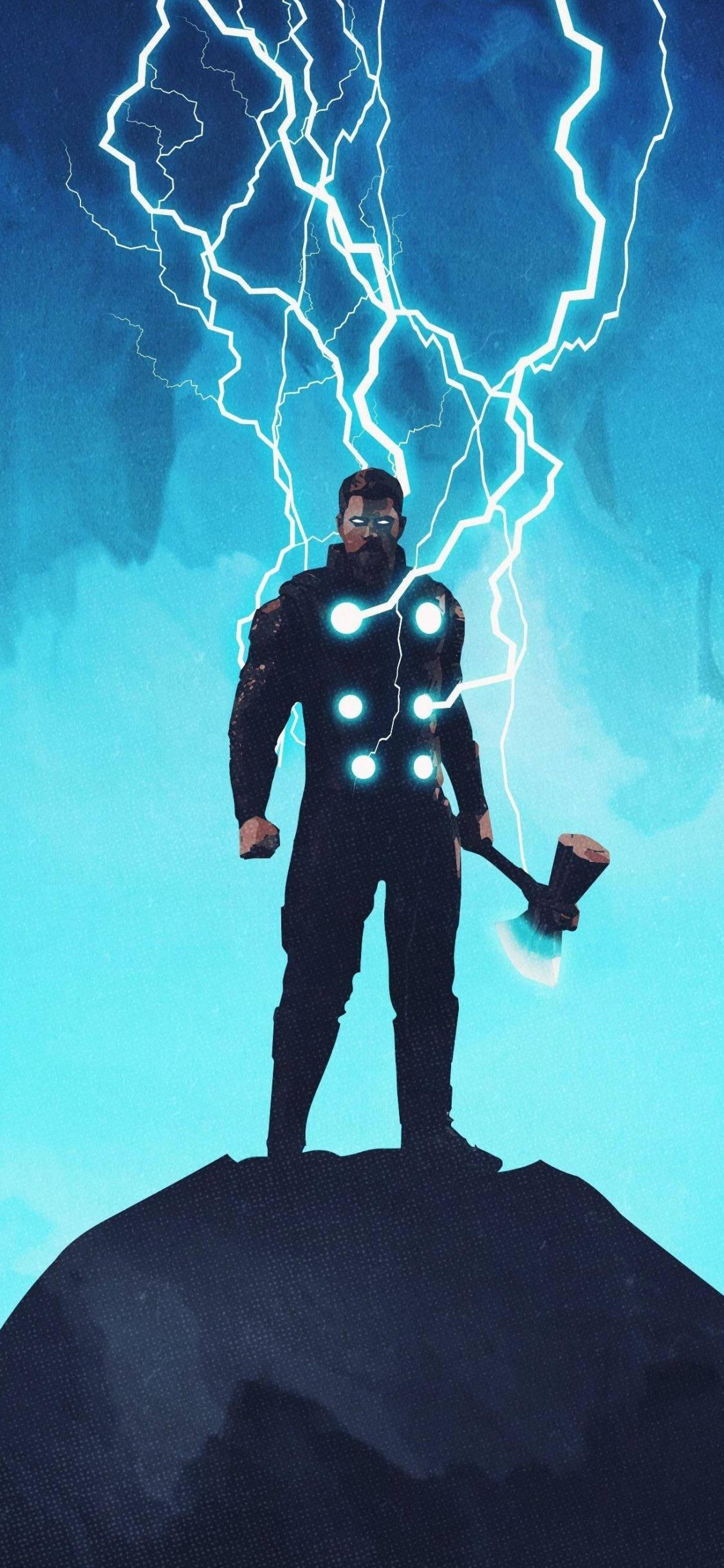 1125x2436 Download Thor Stormbreaker Fanart Lightning Effect Wallpaper