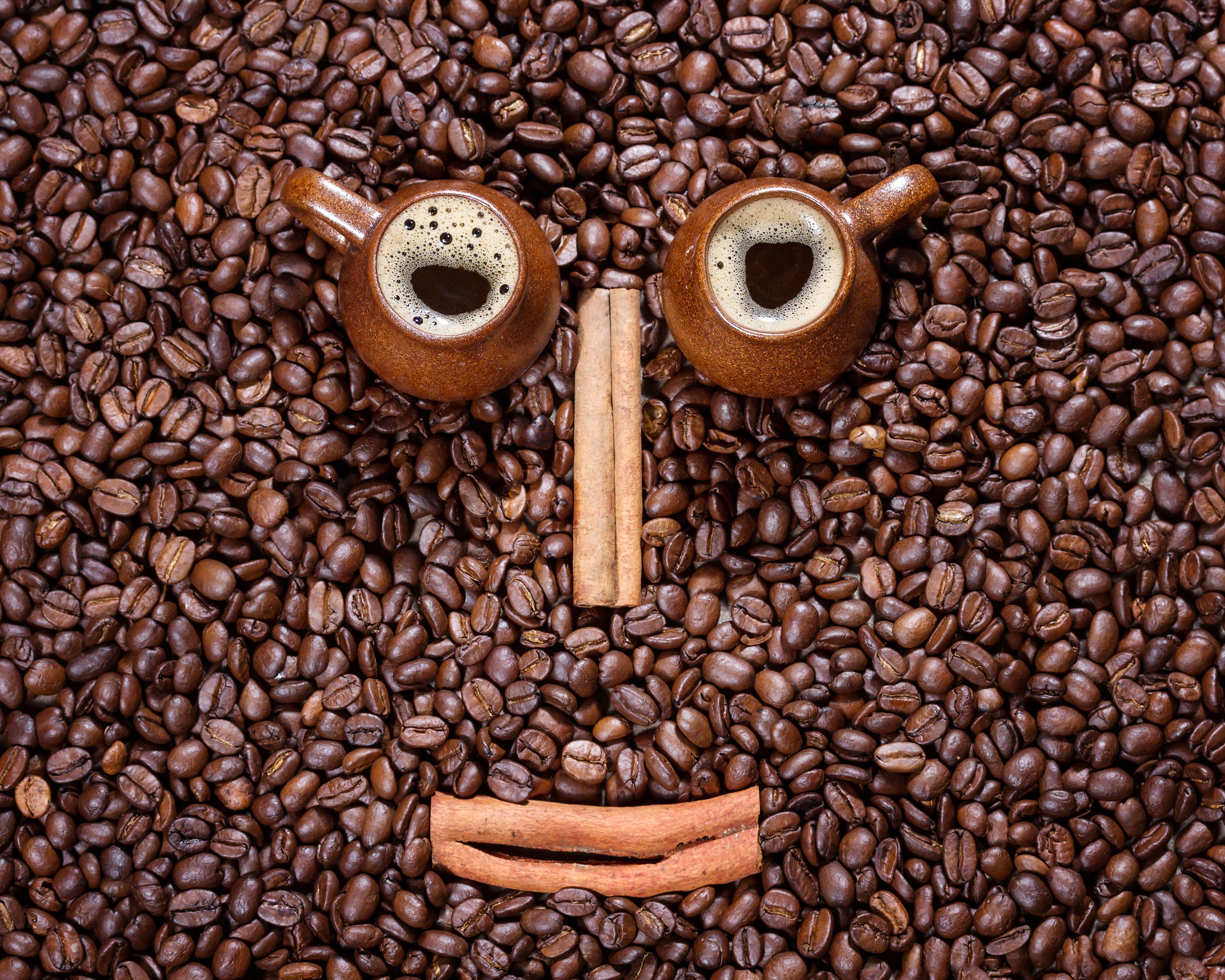 6000x4800 Wallpaper Two Coffee Grain Cinnamon Cup Food Design 6000x4800