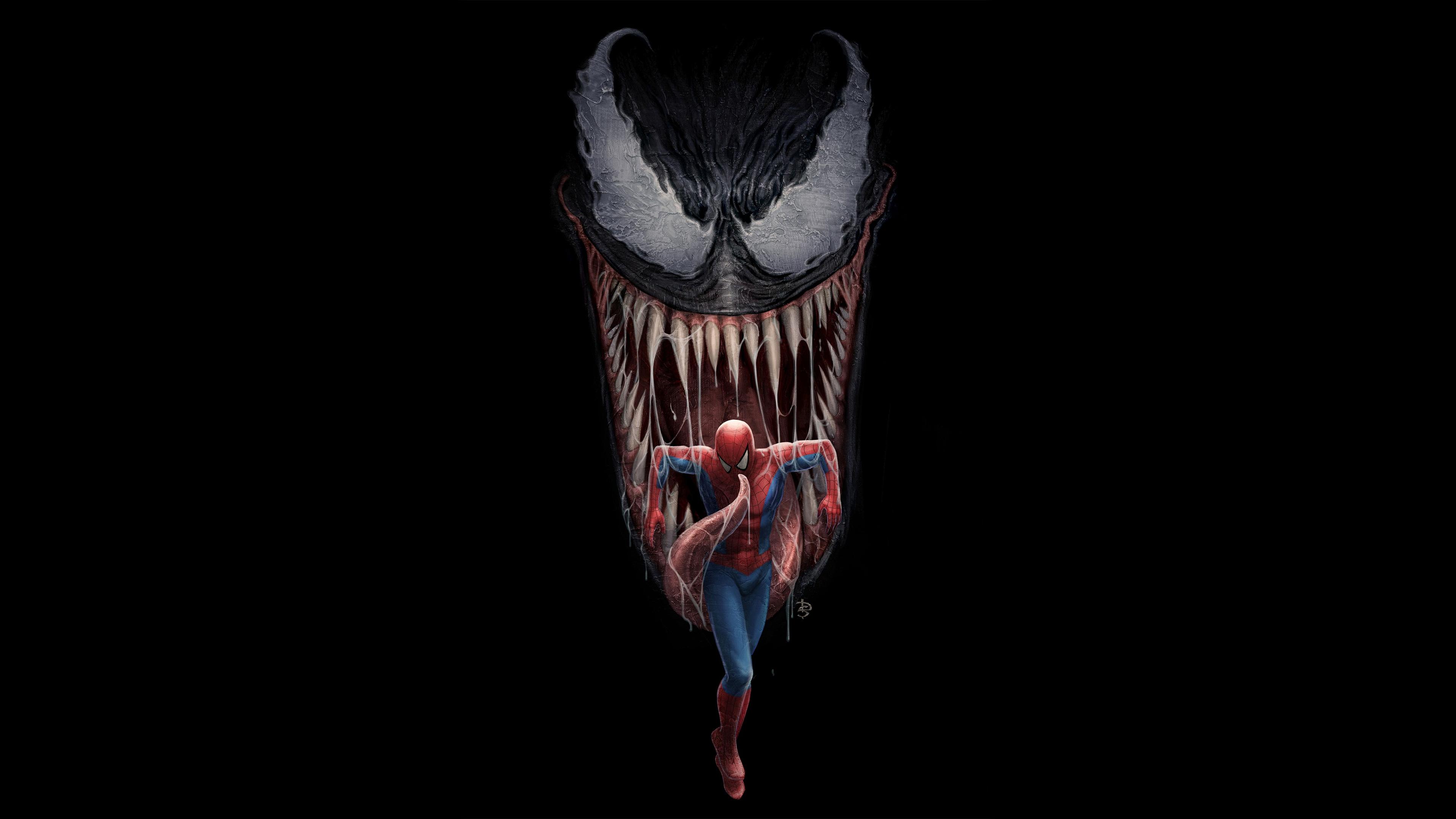 3840x2160 Wallpaper Venom, Spider Man, Artwork, 4K, Black Dark