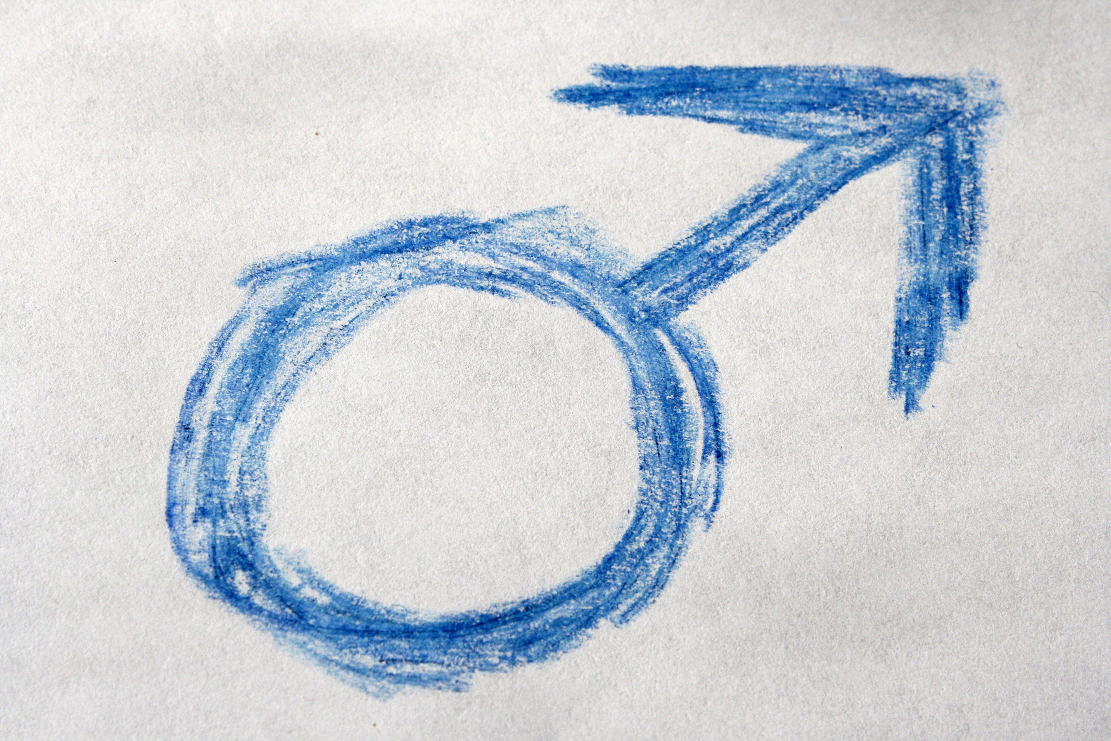 3888x2592 Blue Crayon Drawn Male Gender Sign or Symbol Picture. Free