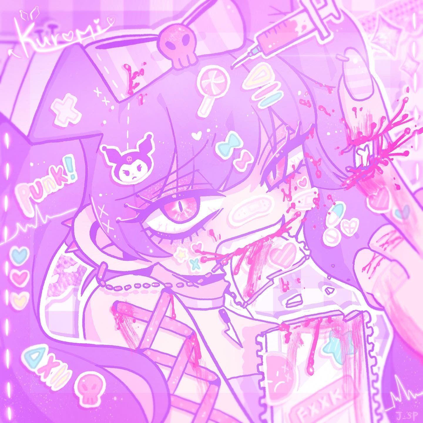 1440x1440 Kuromi by jo_sipu. Pastel goth art, Yami kawaii art, Cute art styles