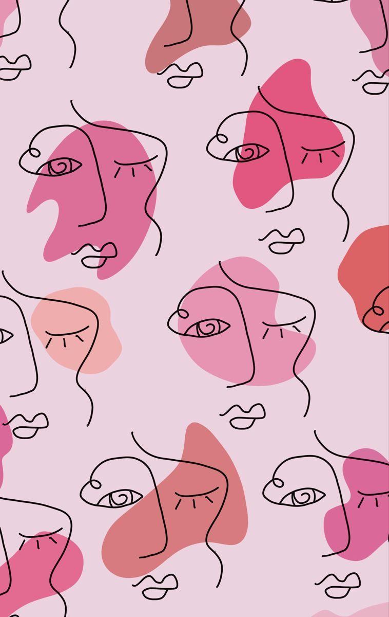 758x1200 Pink One Line Face. IPhone Wallpaper, Pink Wallpaper Iphone, Art Wallpaper Iphone