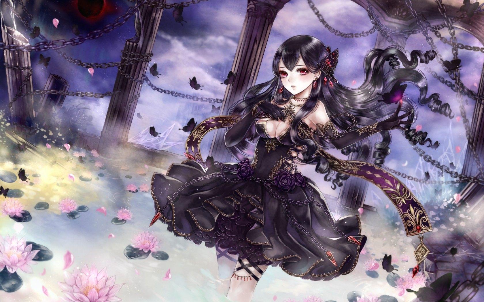 1680x1050 Download 1680x1050 Anime Girl, Lolita, Gothic, Chains, Dark Theme