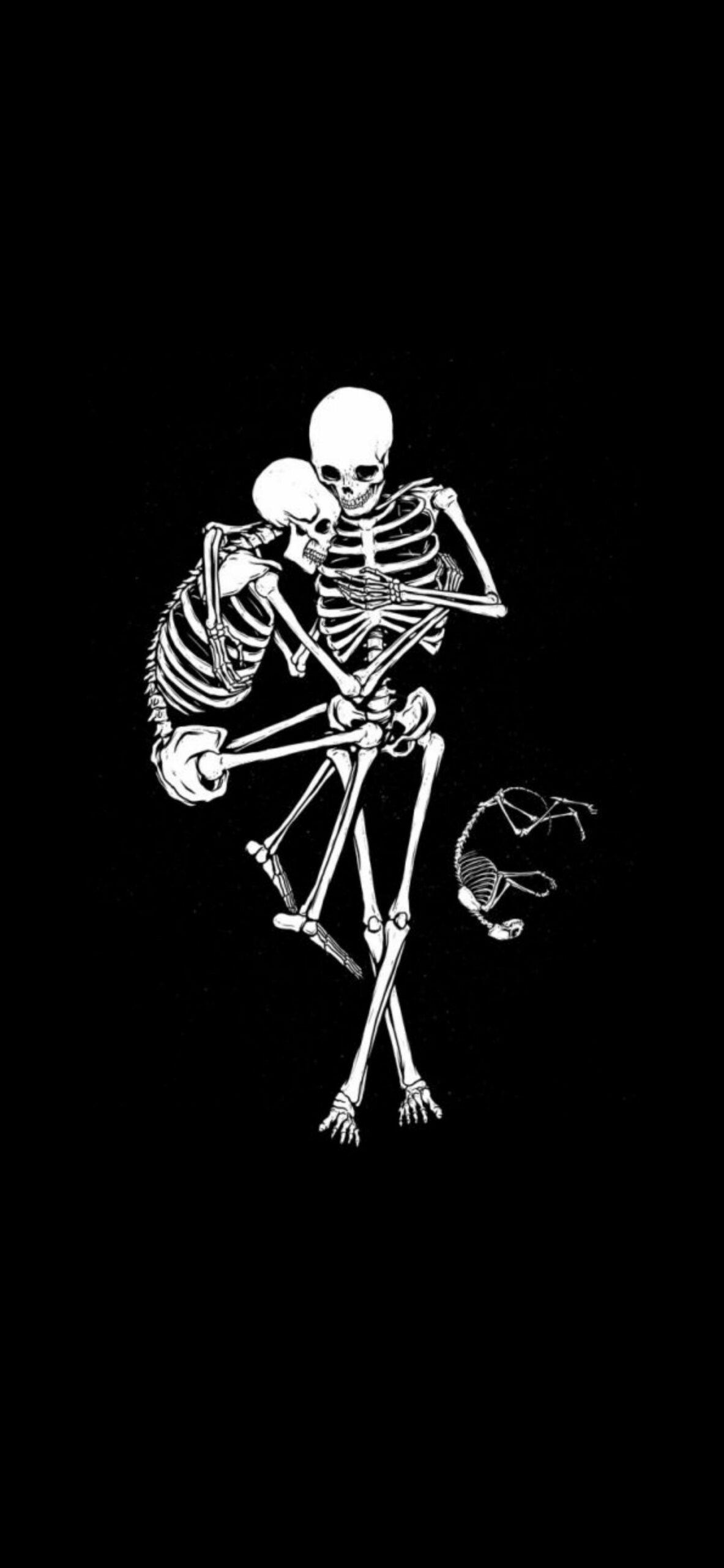 1183x2560 Skeletons Family Black Wallpaper Wallpaper for iPhone