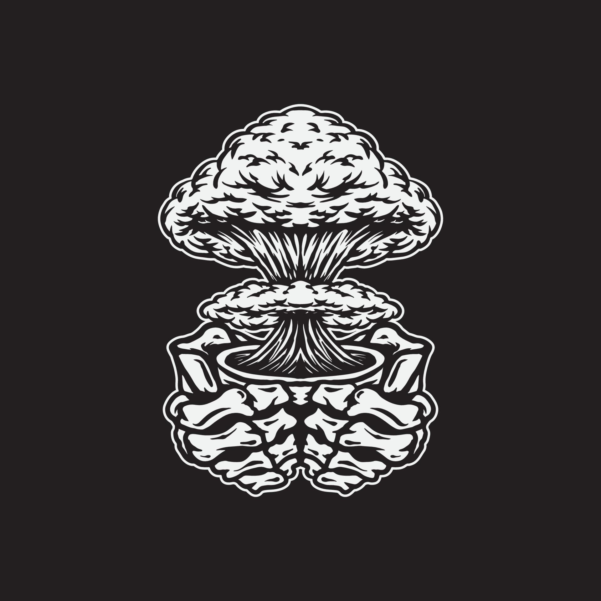 1920x1920 Skeleton smoke explosion in the cup drawing illustration