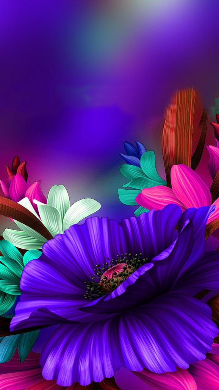 736x1308 Wallpaper Beautiful bright colorful flowers! #flowers #purple #pink #bokeh #purpleflowers #pinkflowers #demerochelle #di. Flower art, Flower painting, Fractal art