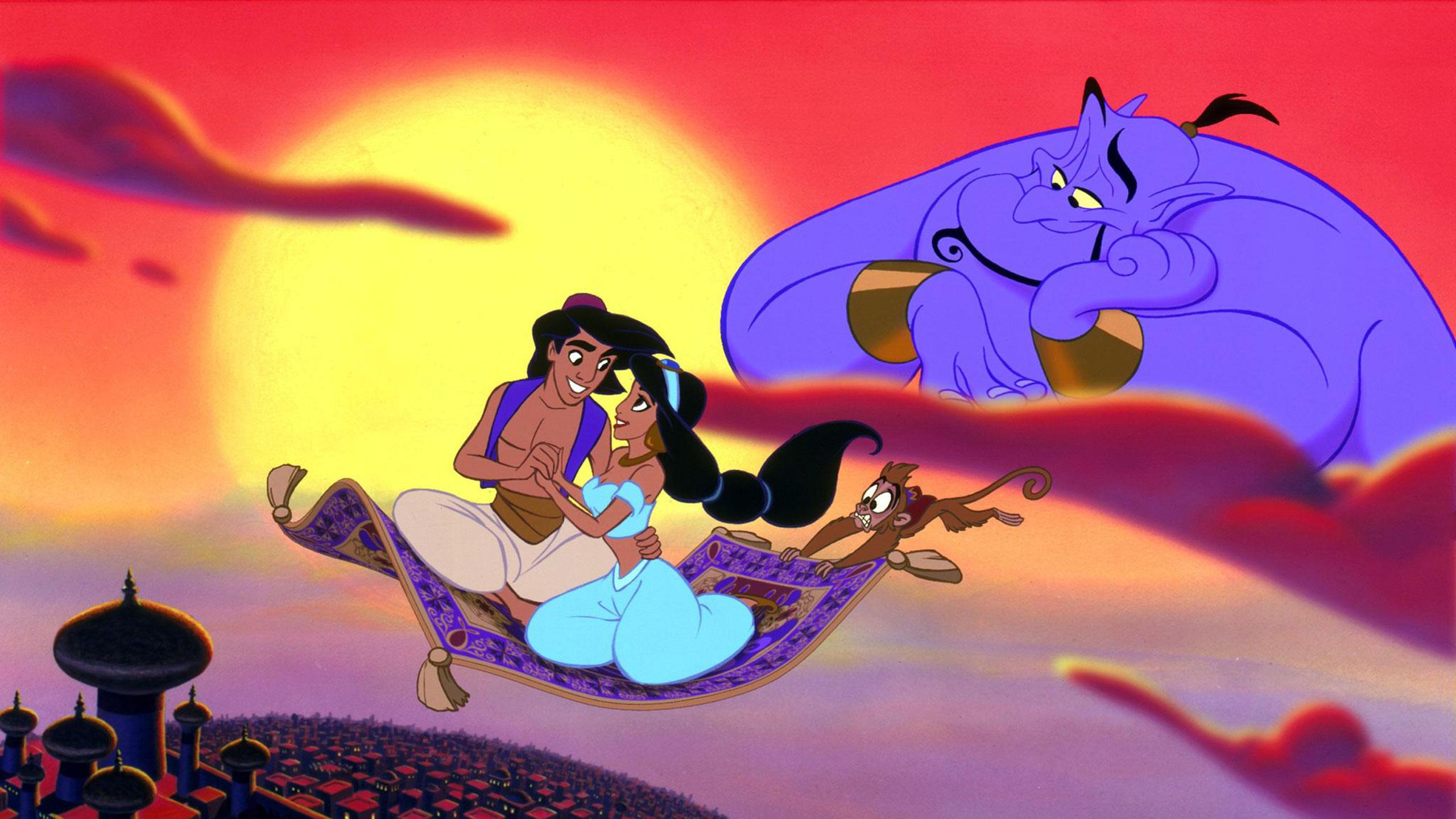 2560x1440 Aladdin And Jasmine Abu Monkey Spirit Of Aladdin's Lamp Disney HD Wallpaper 2560x1440 :