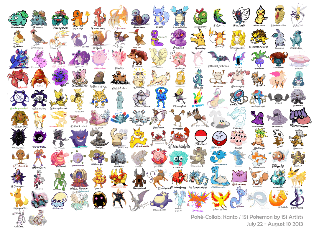 1082x796 Here's 151 Pokemon Drawn By 151 Different Artists Nintendo News
