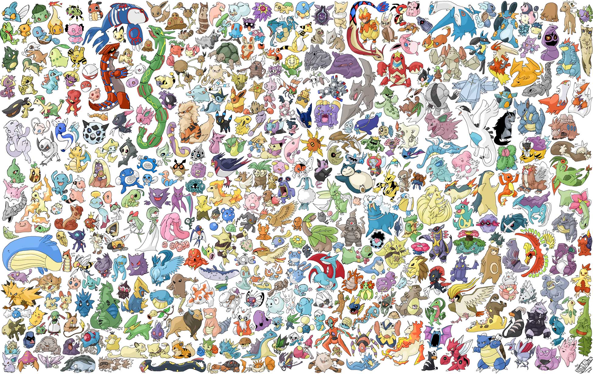 1950x1230 All Pokémon On One Wallpaper