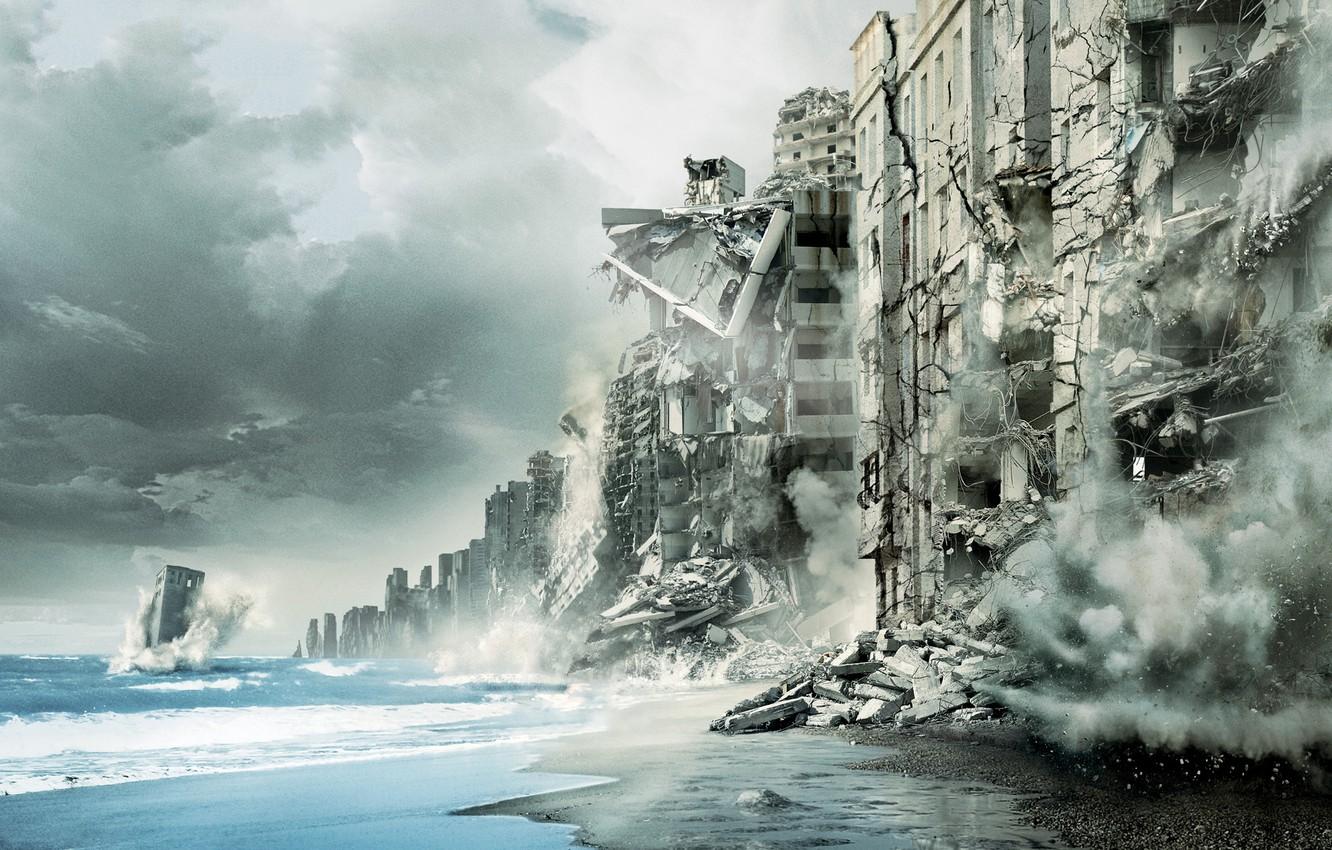 1332x850 Wallpaper sea, the city, destruction, beginning, inception image for desktop, section фильмы