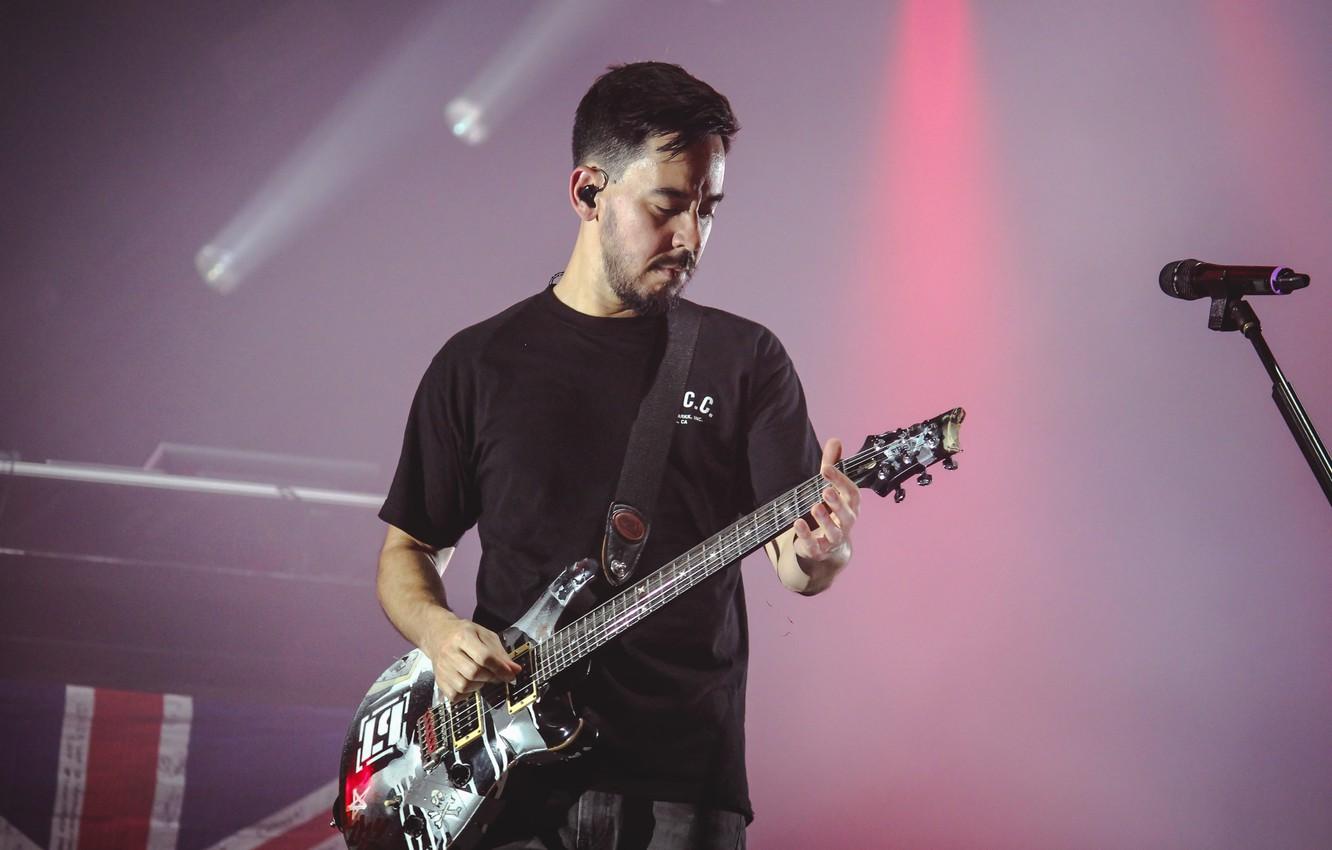 1332x850 Wallpaper guitar, microphone, Linkin Park, Mike Shinoda, scene, rock band image for desktop, section музыка