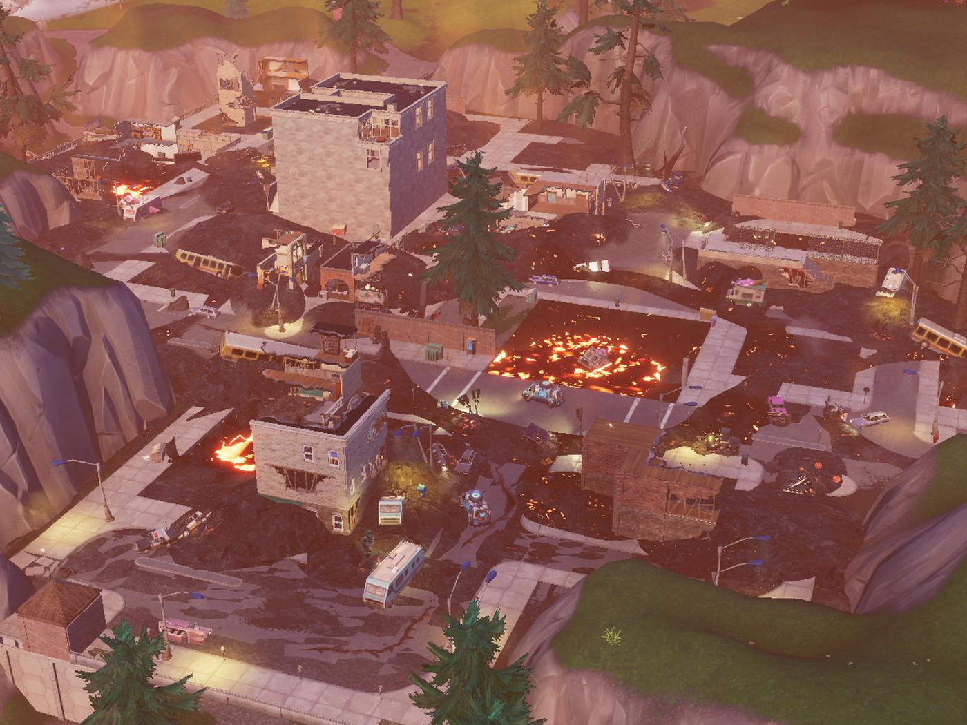 1400x1050 Fortnite's volcano erupted, destroying Tilted Towers and Retail Row