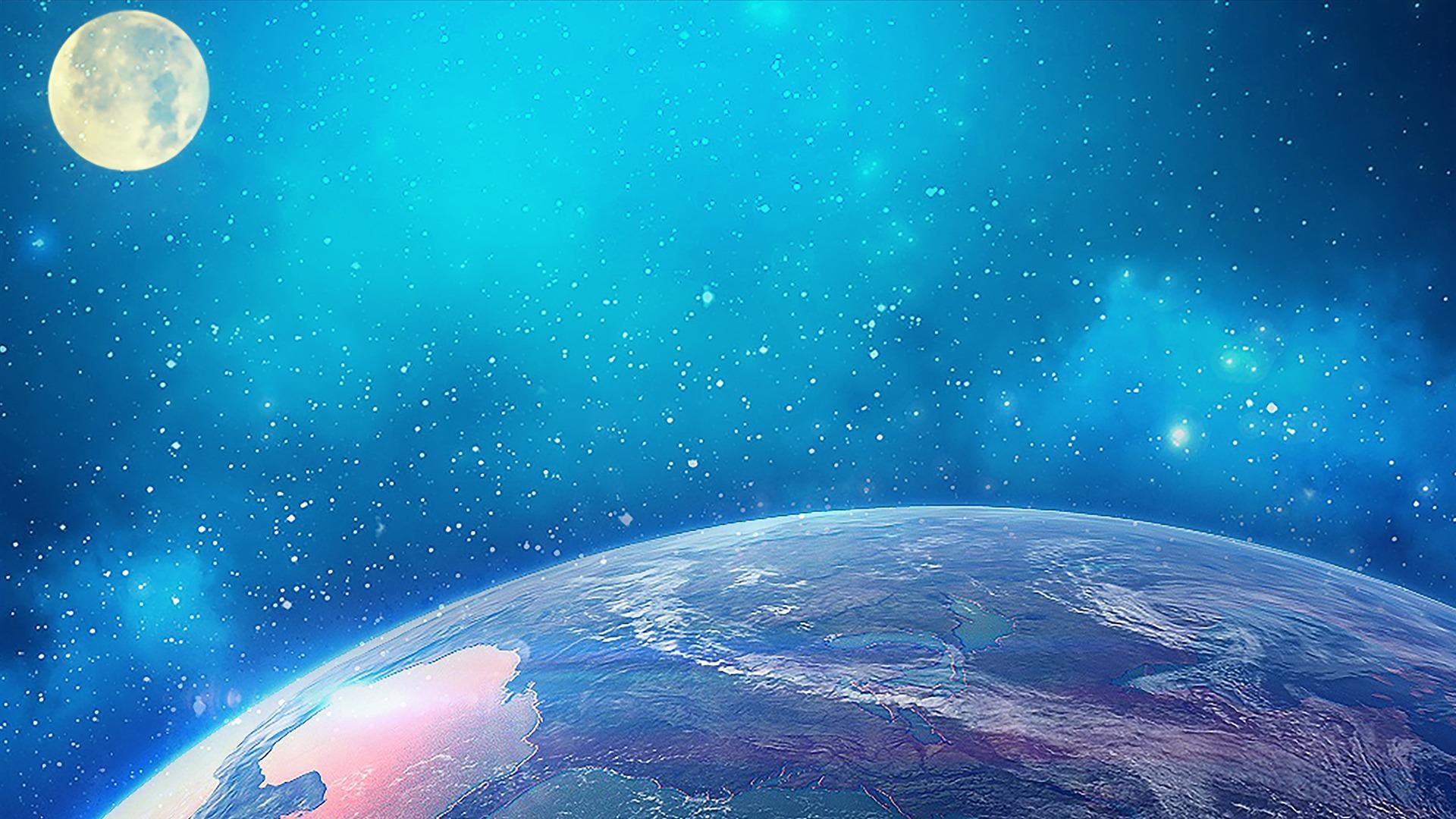 1920x1080 Blue planet earth moon