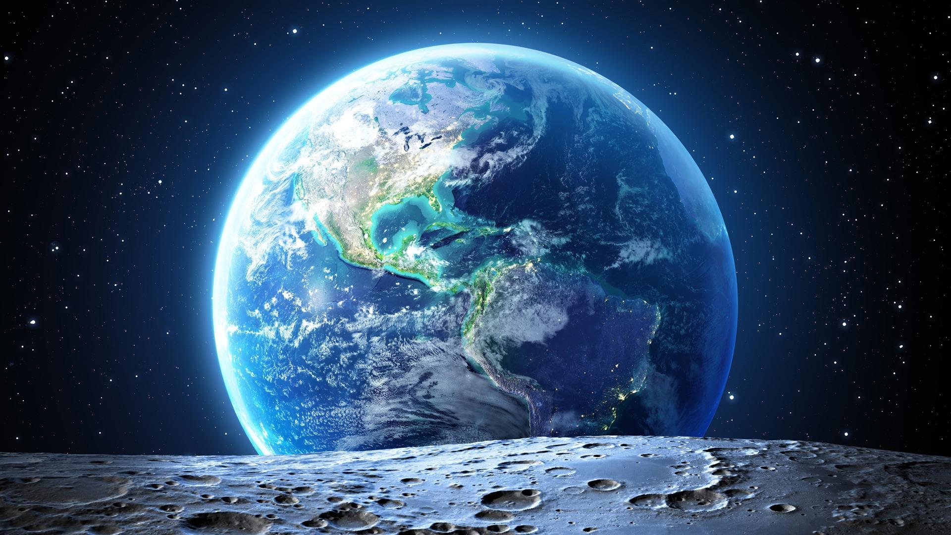 1920x1080 Universe Beautiful Blue Planet Earth Moon