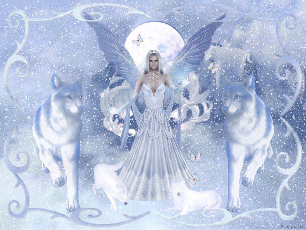 1024x768 Winter Angel Wallpaper