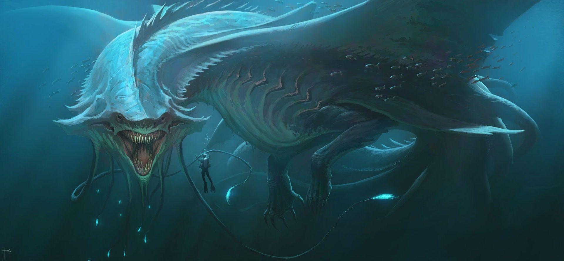 1920x889 Sea creature. Digital art fantasy, Sea monsters, Creature concept art