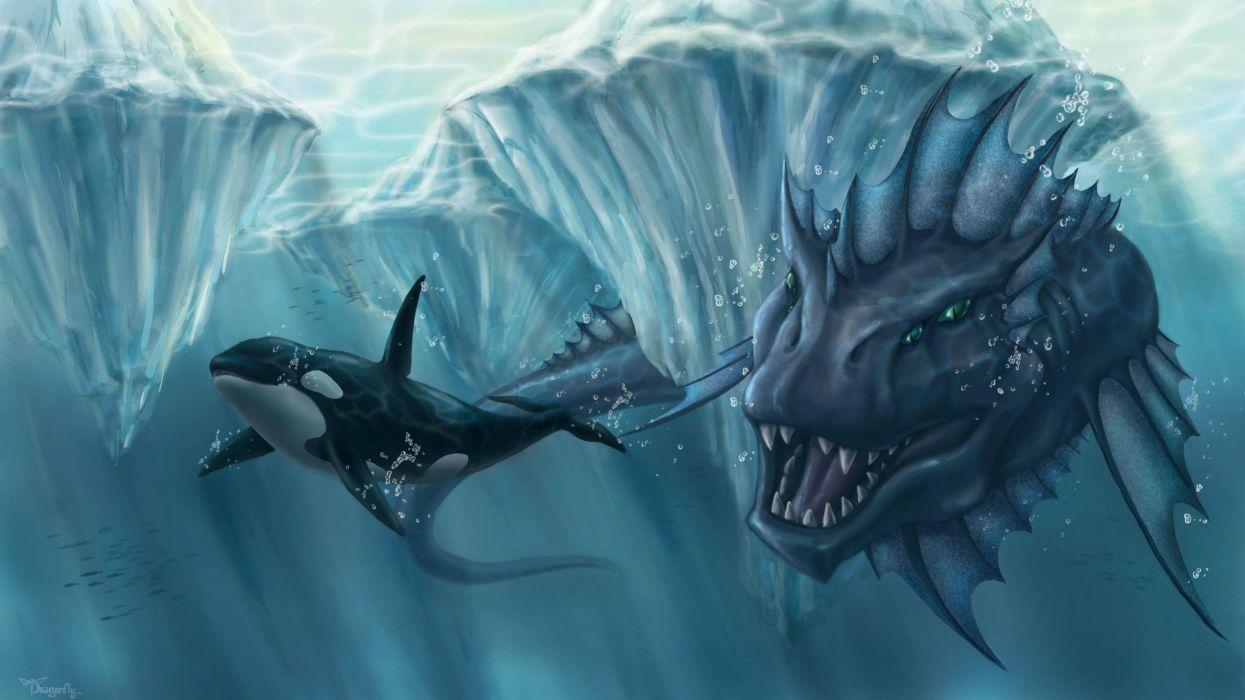 1245x700 Fantasy original art artistic artwork sea ocean creature monster f wallpaperx2160