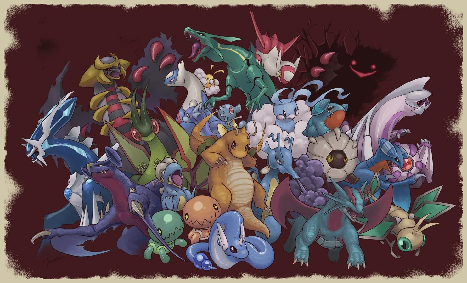 1484x899 video games, Dragonite, dragon, Pokémon, cartoon Gallery HD Wallpaper
