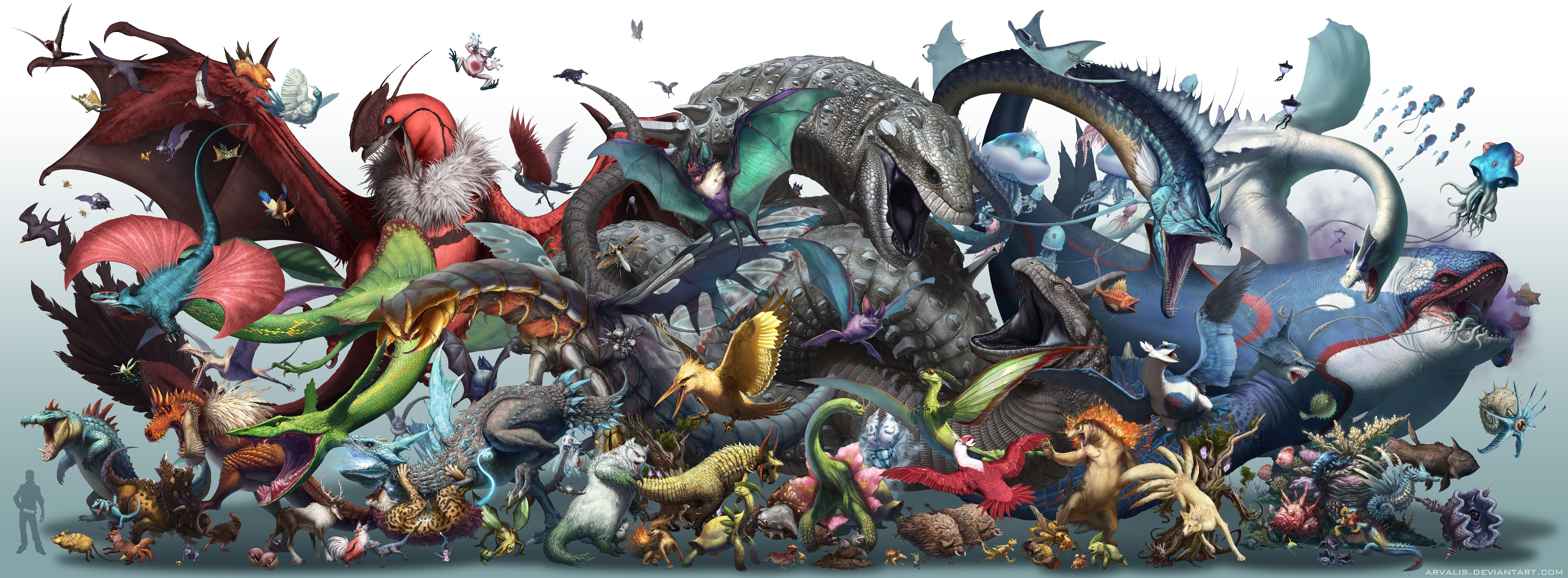 10000x3692 Realistic Pokemon Wallpaper