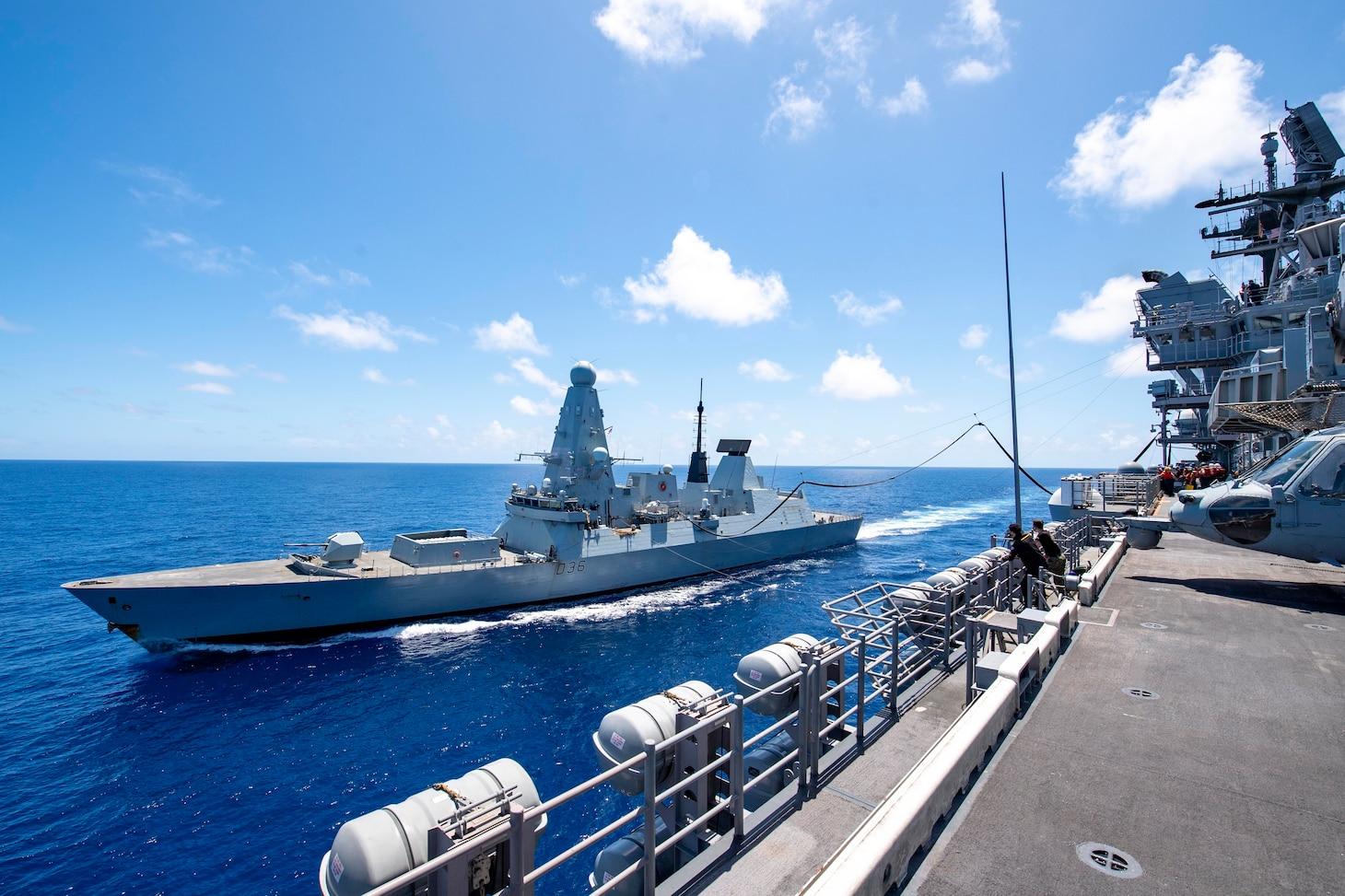 1460x973 USS America fuels HMS Defender at sea in first FAS with U.S. amphib, British warship > Commander, U.S. 7th Fleet > Display