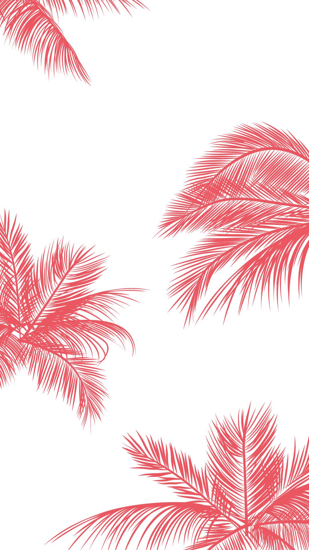 1081x1921 Coral Pink White Palm Trees Leaves Iphone Phone