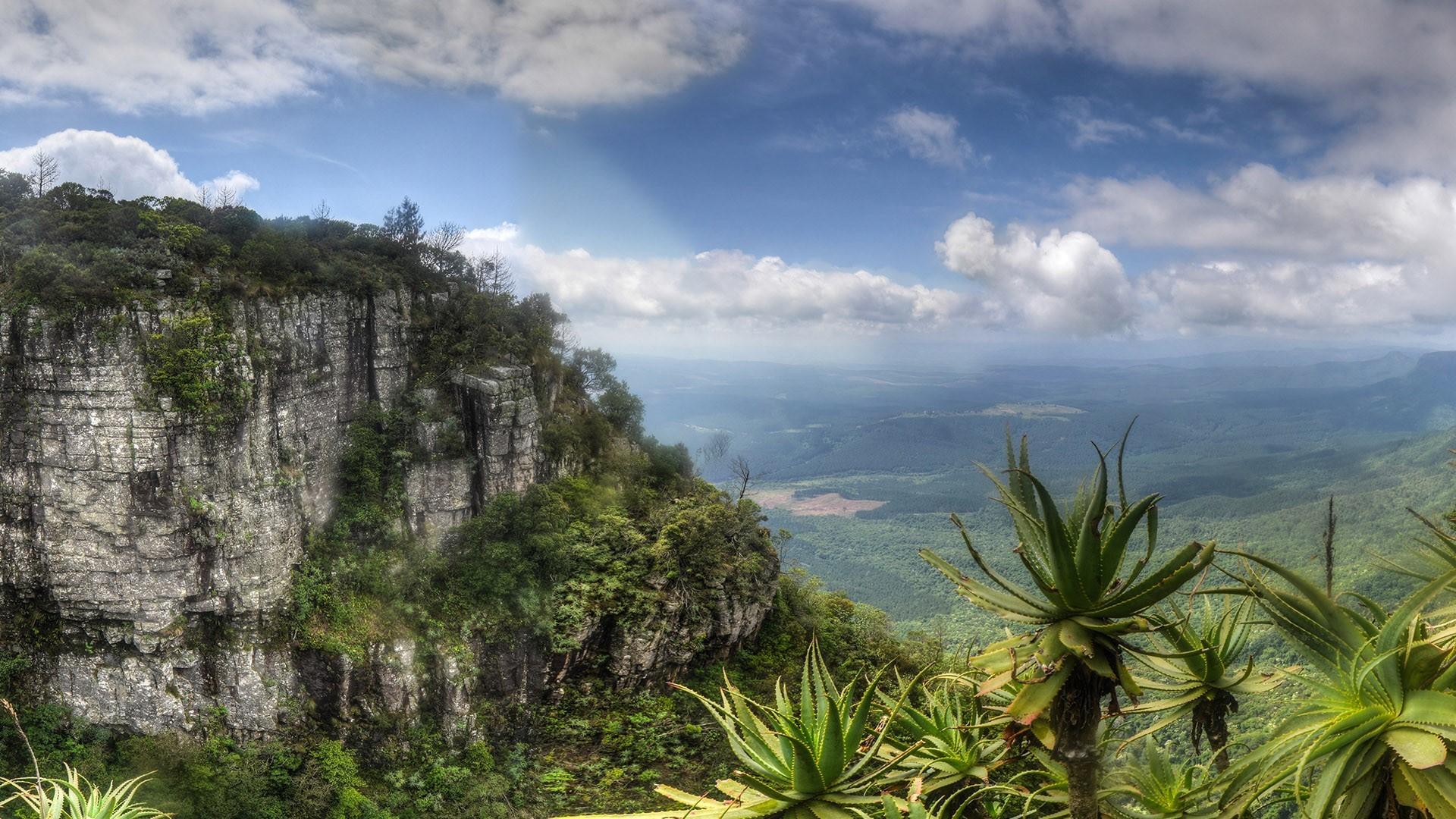 1920x1080 South Africa, far view, sky, nature, canyon, trees, plants, forest, mountains, clouds, landscape Gallery HD Wallpaper
