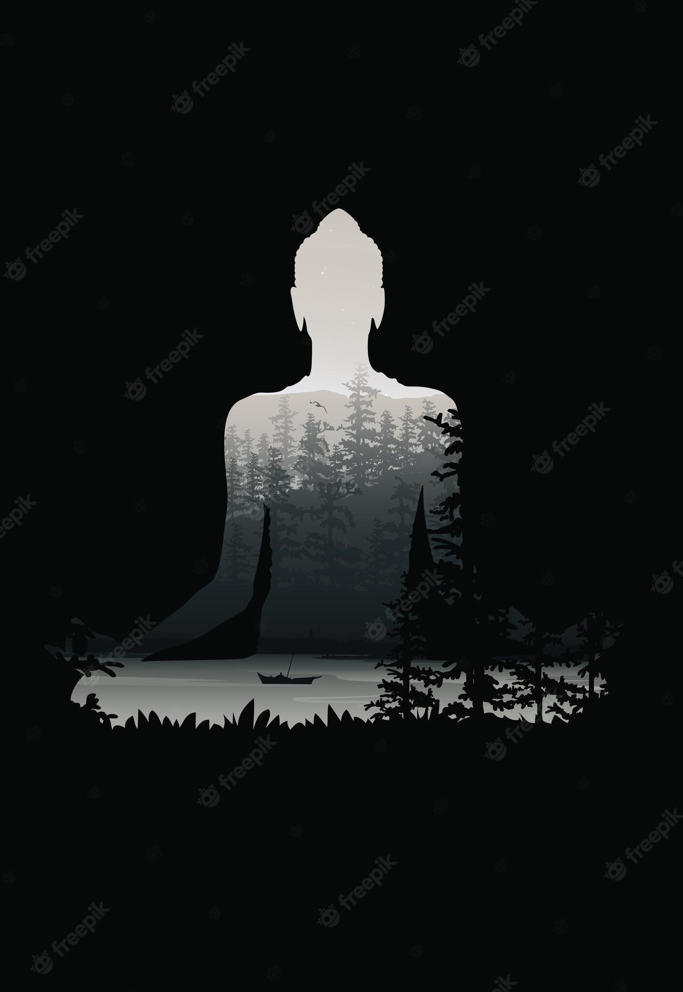 1377x2000 Premium Vector. Buddha background vector buddha and nature meditation background