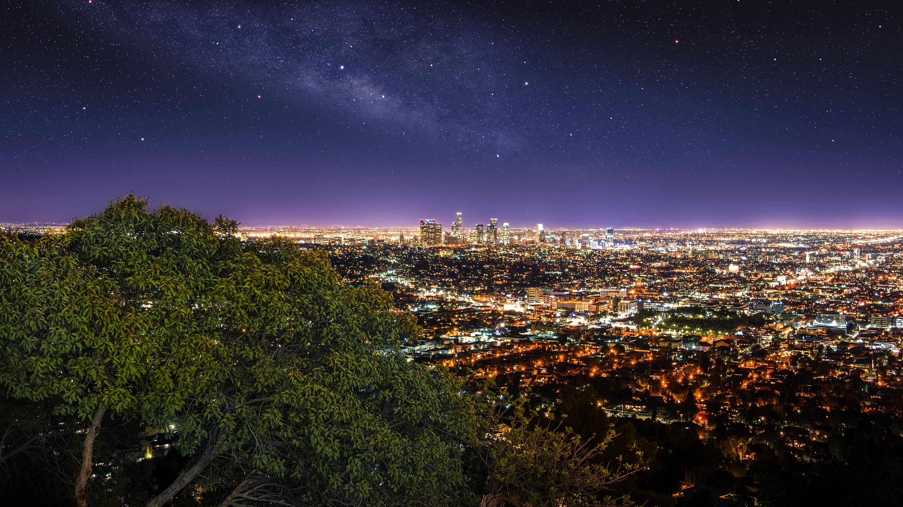3840x2160 Starry night in Los Angeles, California