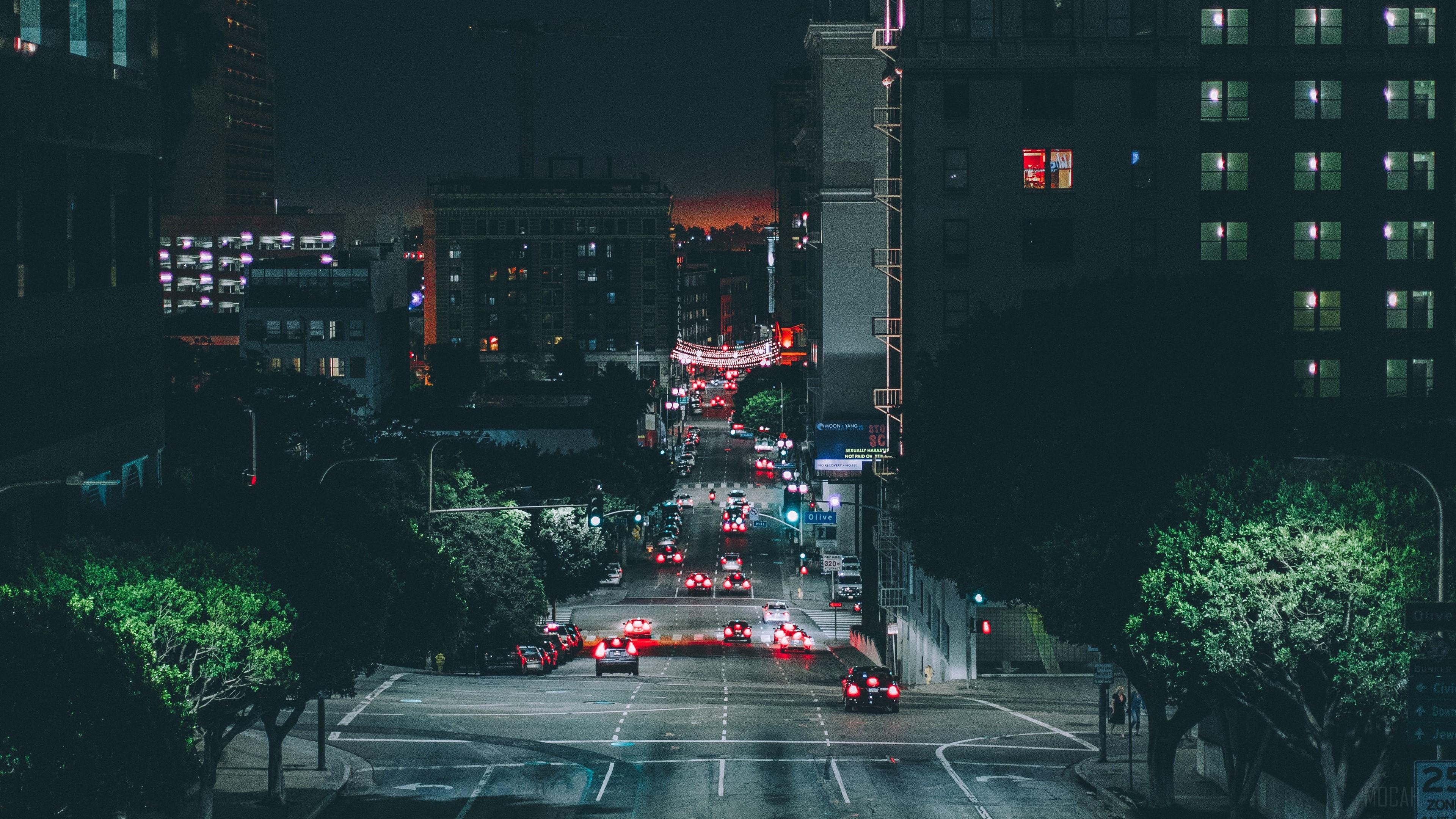 3840x2160 los angeles, night city, road, traffic 4k Gallery HD Wallpaper