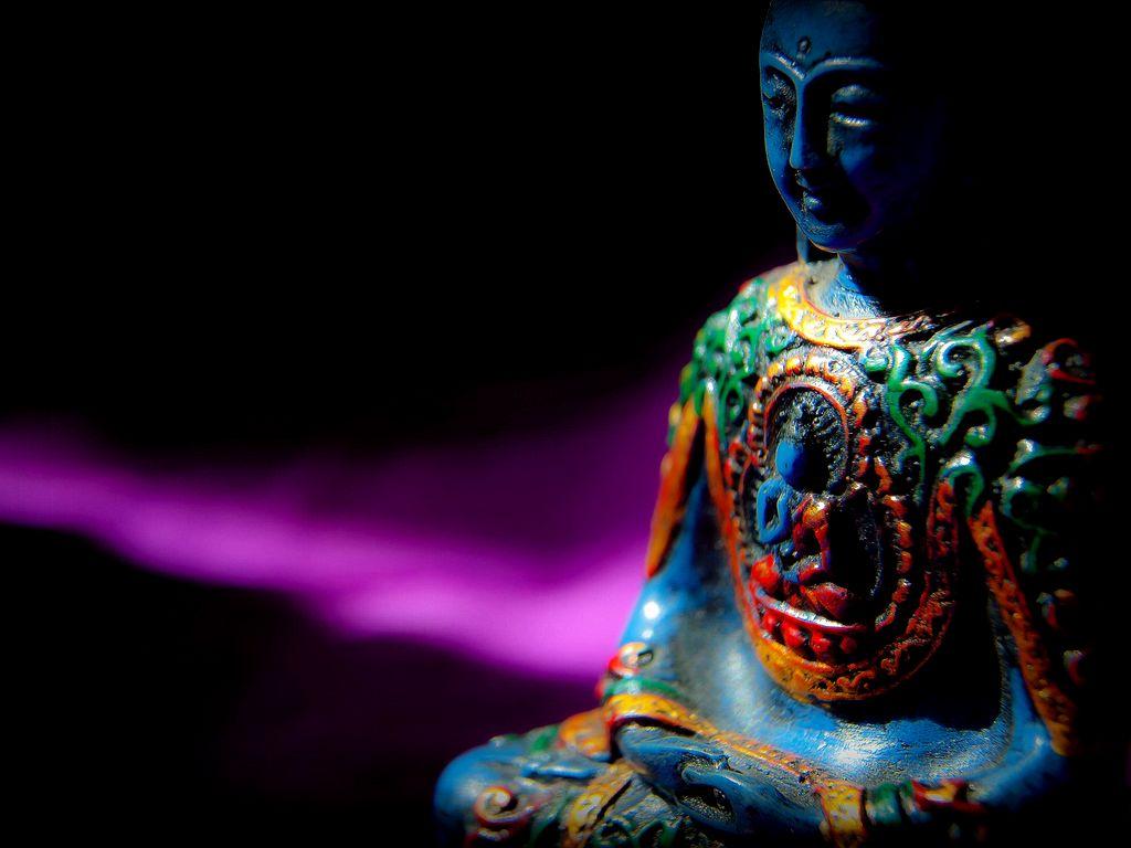 1024x768 Download wallpaper 1024x768 buddha, buddhism, meditation, statue, sculpture, shadow, dark standard 4:3 HD background