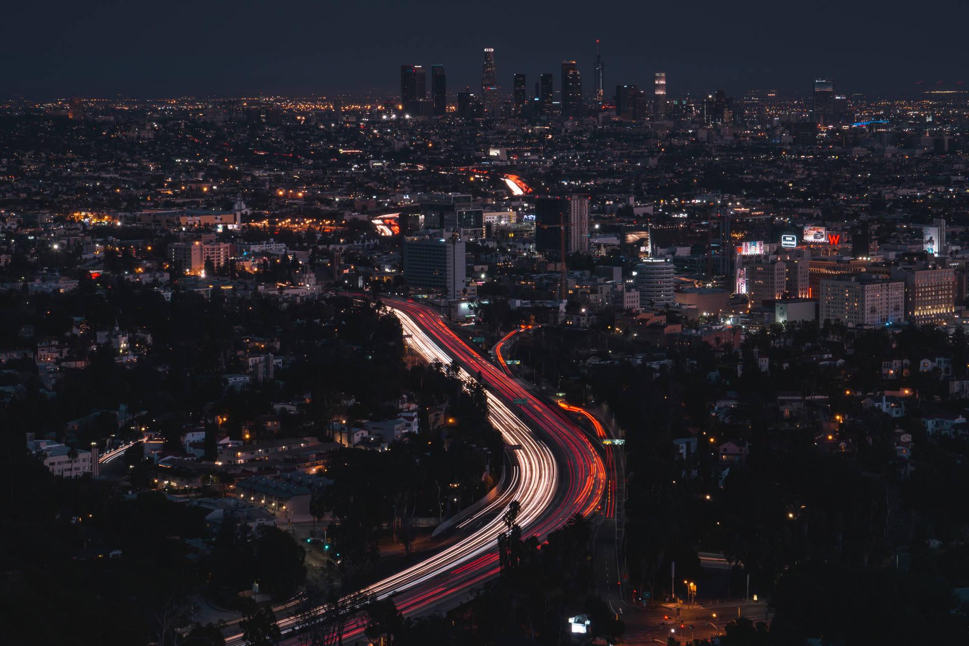 1920x1280 Download Aerial View Los Angeles City At Night Wallpaper