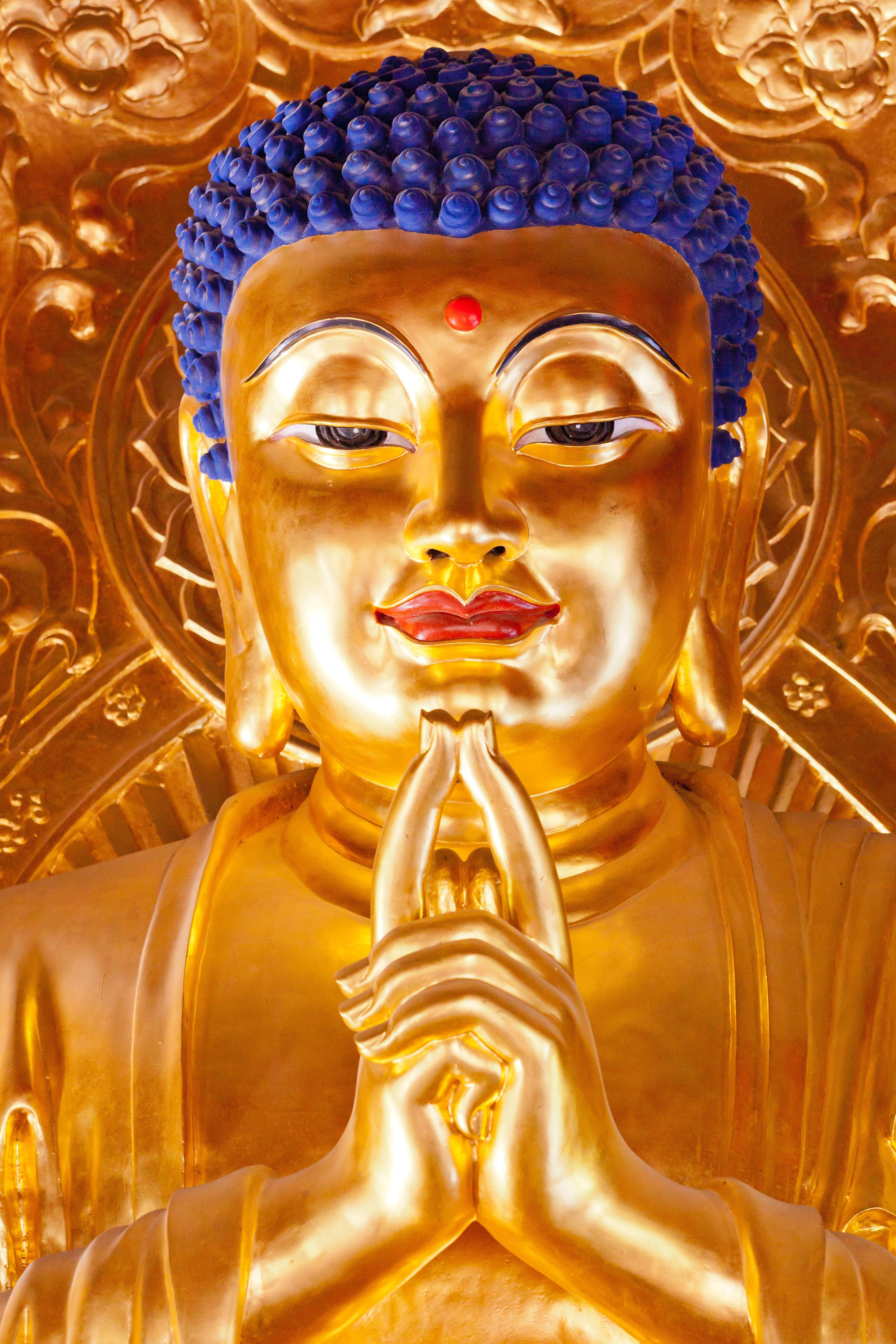 3614x5421 Download Blue Haired Golden Buddha Wallpaper