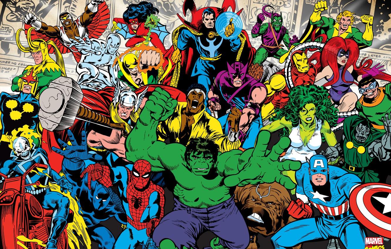 1332x850 Wallpaper Ghost Rider, Hulk, Iron Man, Comic, Medusa, Nova, Falcon, Marvel, Captain America, Thor, Marvel Comics, MARVEL, Spider Man, Loki, Doctor Octopus, Spider Woman Image For Desktop, Section фантастика