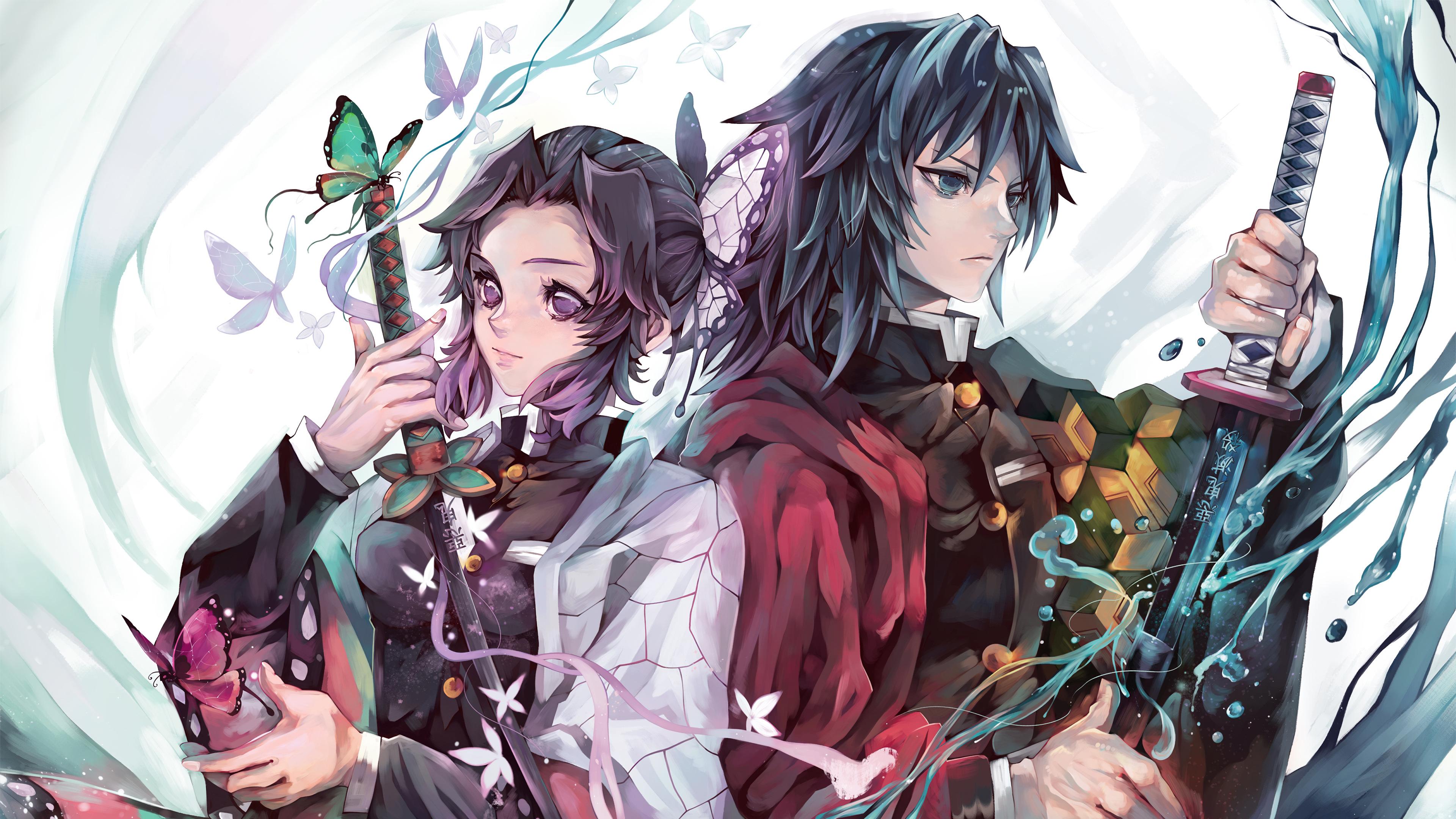 3840x2160 Giyu and Shinobu, (Kimetsu no Yaiba), Hashira, Pillars, 4K Gallery HD Wallpaper