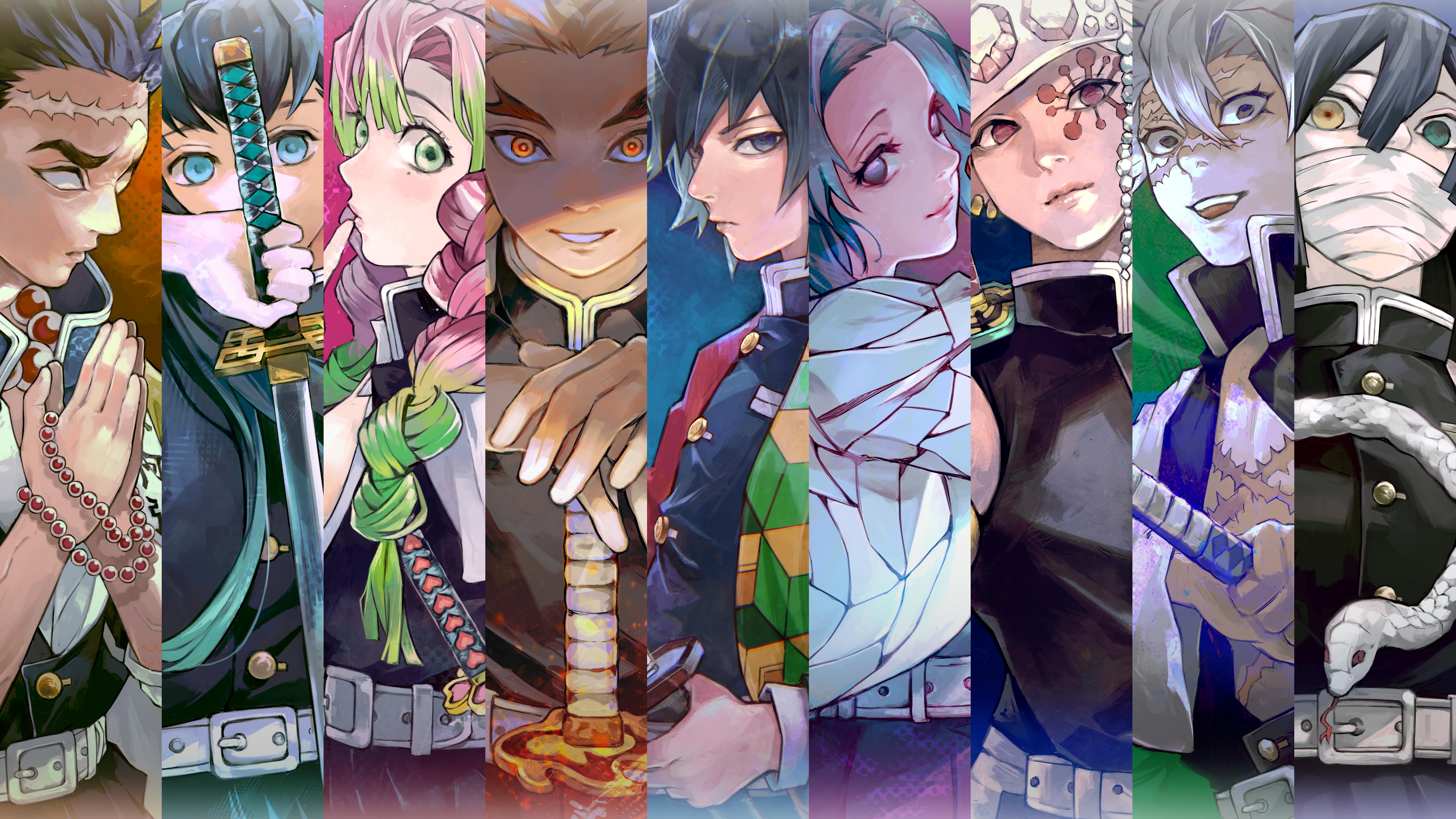 7680x4320 Kimetsu no Yaiba, Hashira, All Members, The Pillars, 8K Gallery HD Wallpaper