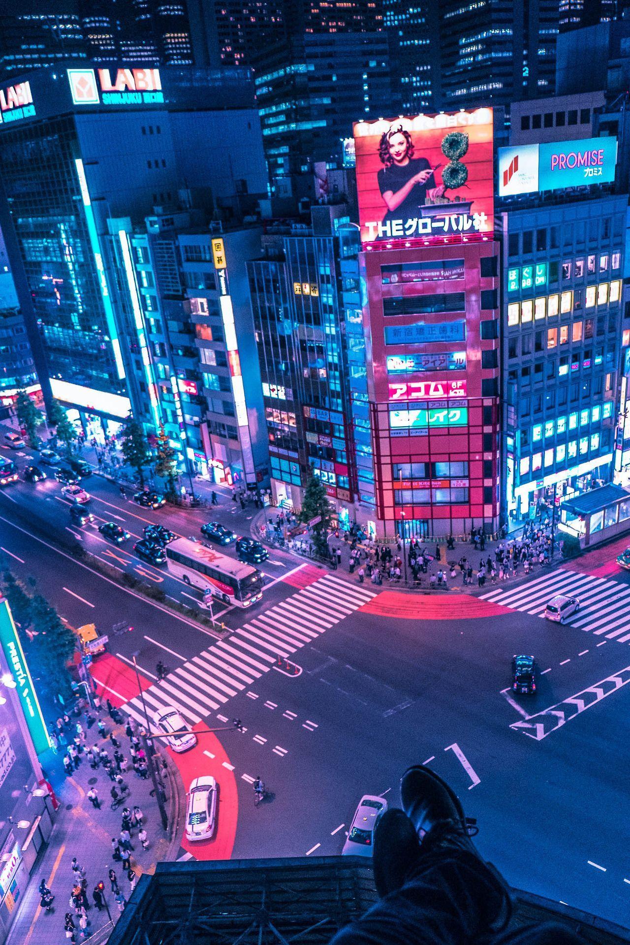 1280x1920 Looking Down at Night Tokyo Japan Wallpaper