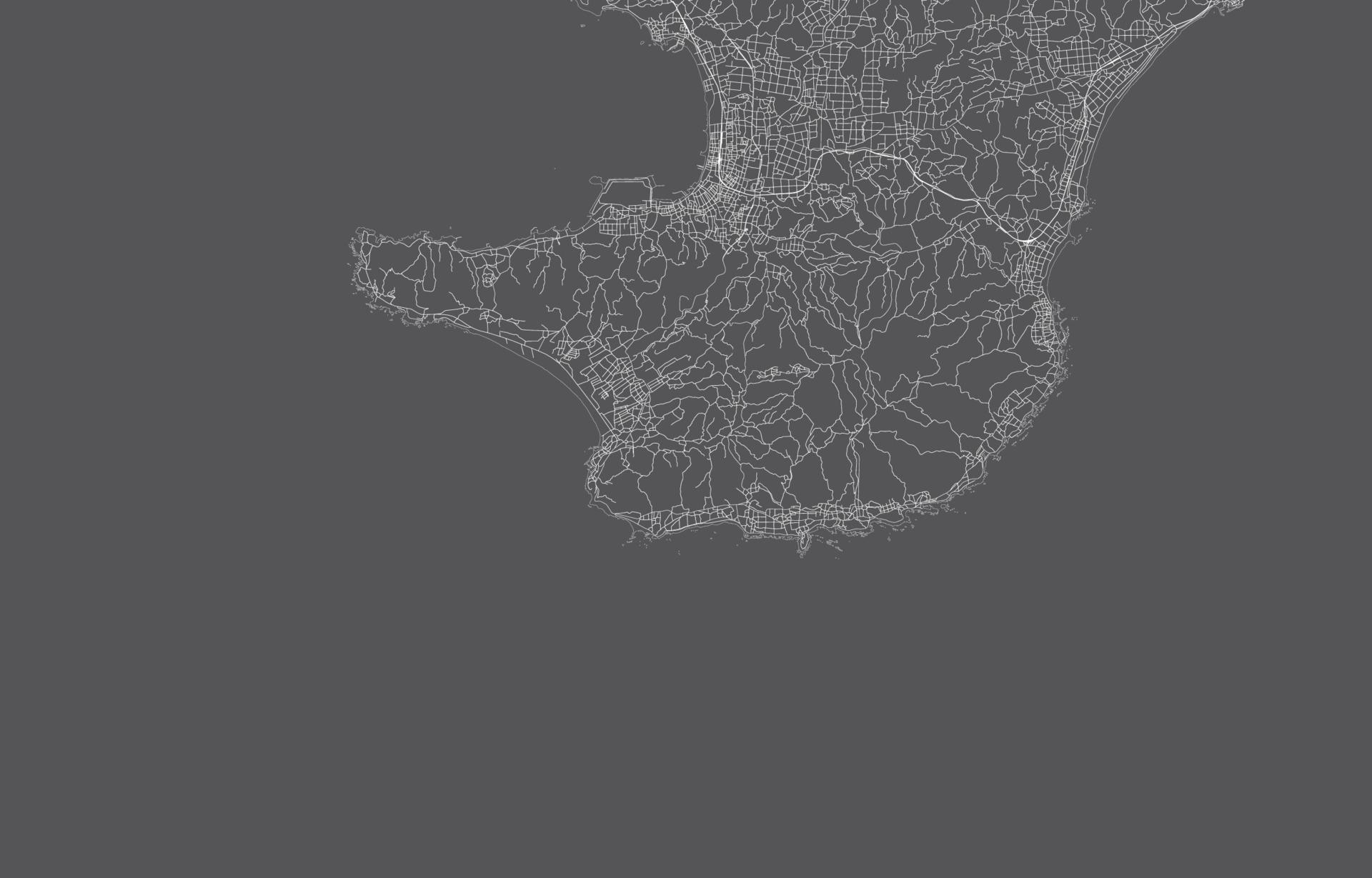 1920x1229 japan city map. vector illustration with black background, white outline, scene with japan city, town, road, street, map urban, location, landmark, transportation. design for print, poster, wallpaper