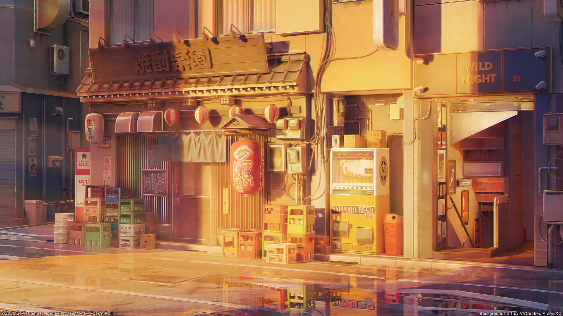 1920x1080 Japan street sunset