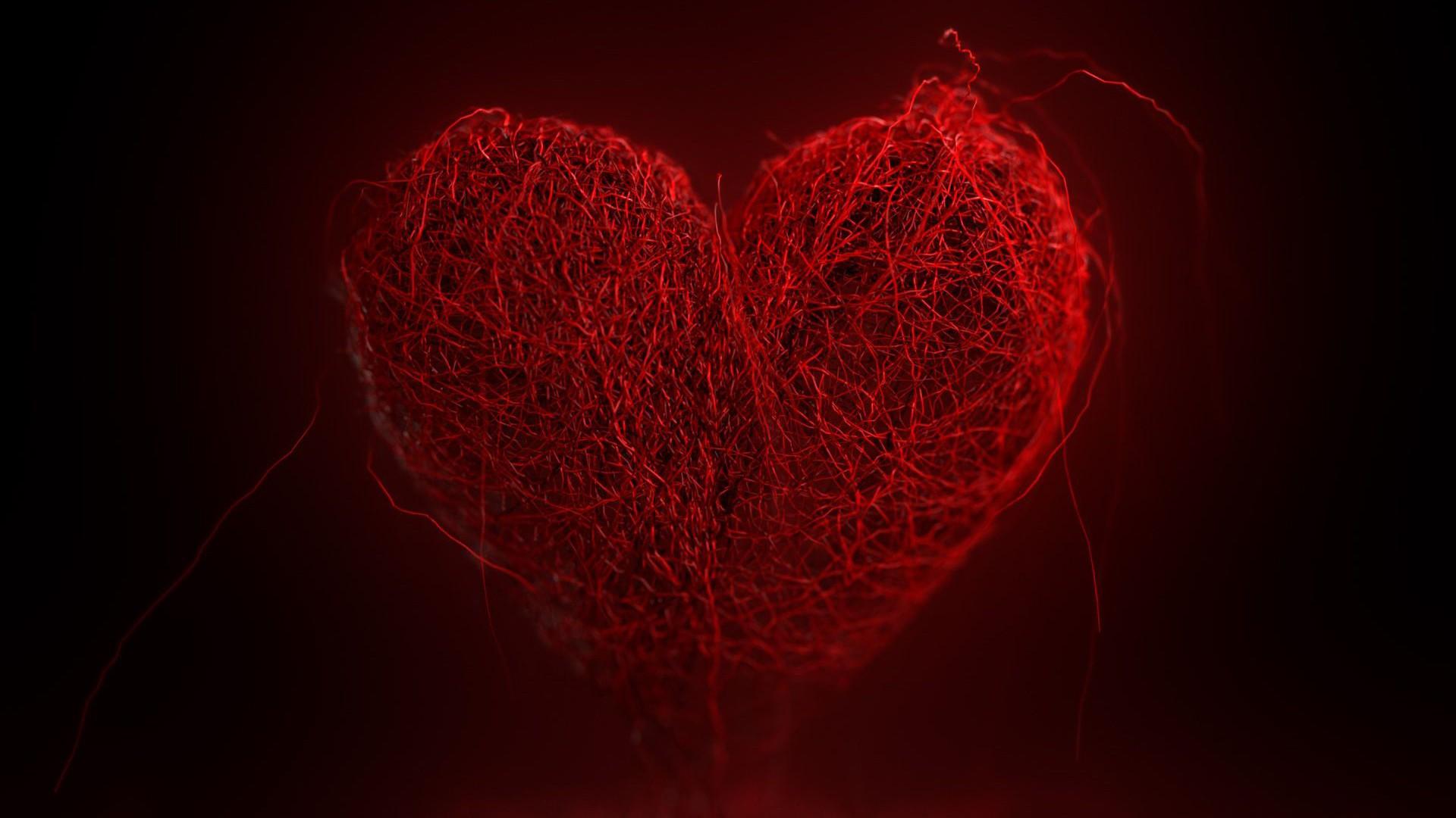1920x1080 illustration, heart, red, Valentine, vector art, yarn, flower, darkness, computer wallpaper, human body, fractal art, organ, geological phenomenon Gallery HD Wallpaper