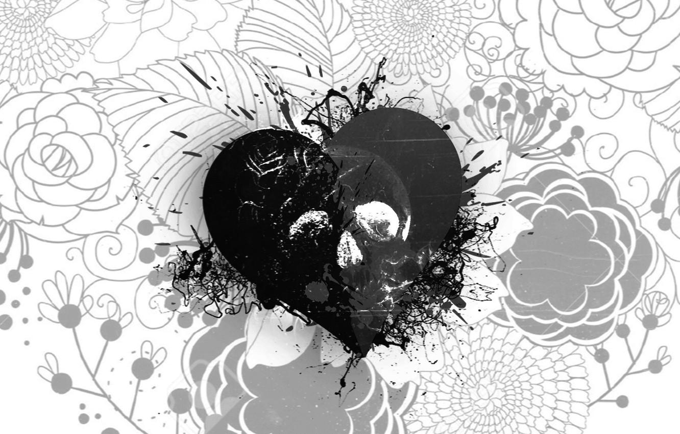 1332x850 Wallpaper Heart, Blood, Black, Valentine, Dark image for desktop, section праздники