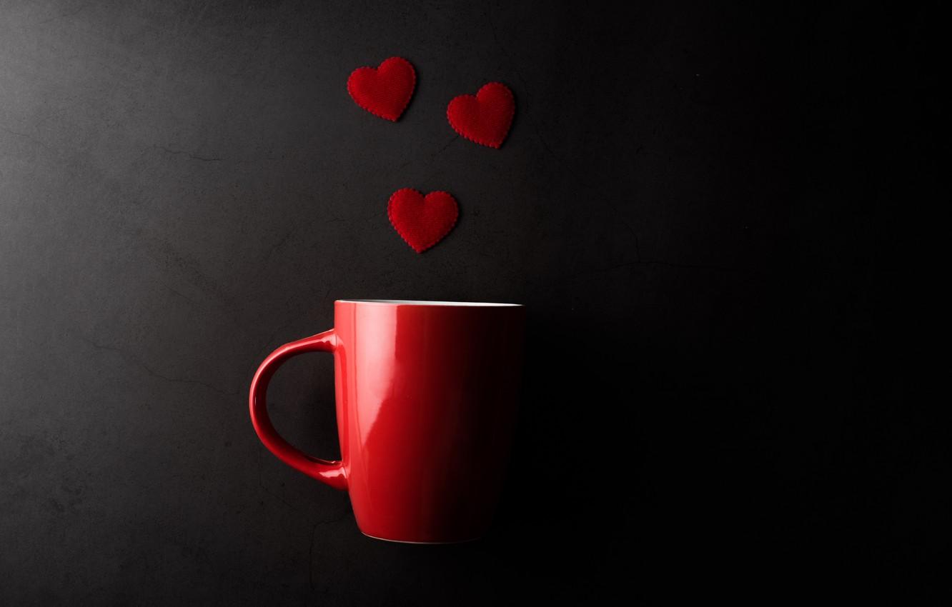 1332x850 Wallpaper mug, hearts, Valentine's day, the dark background image for desktop, section праздники